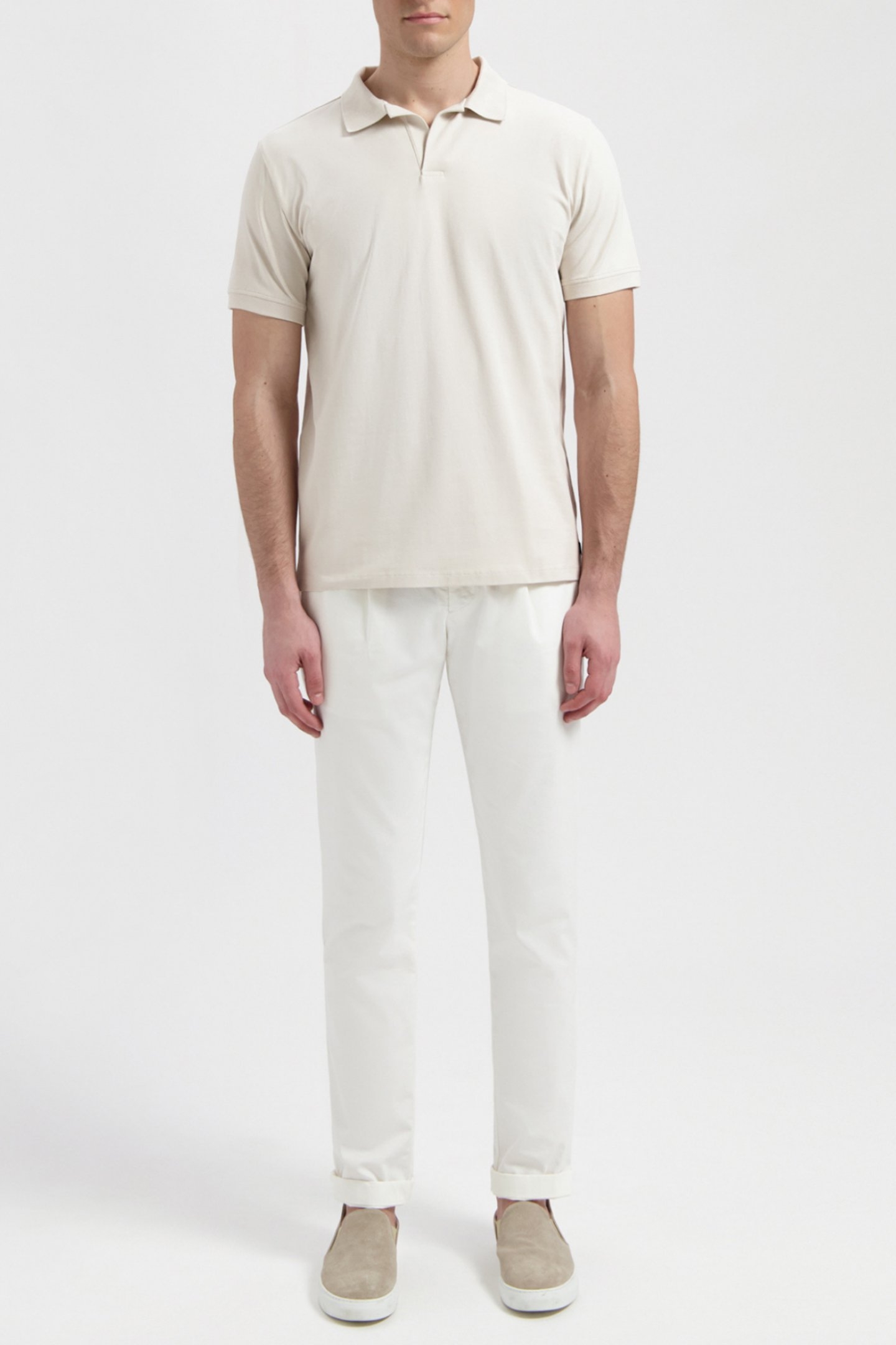 HASTINGS | STRETCH JERSEY POLO WHITE SAND 1