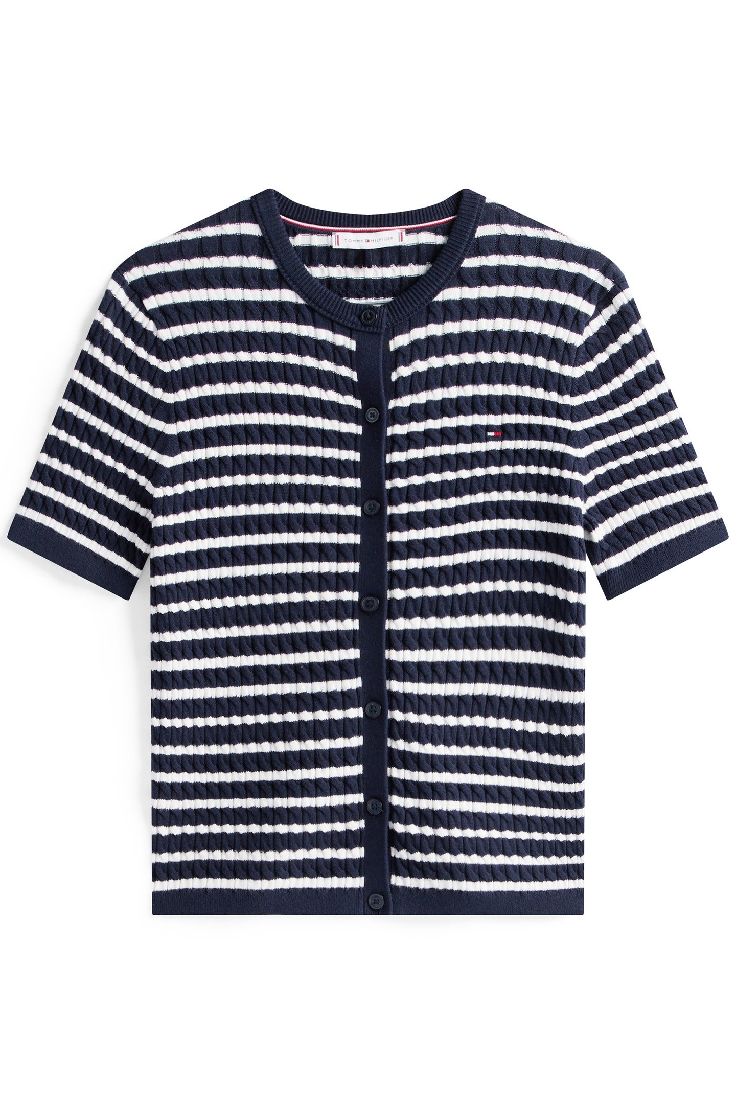 CABLE FINE GG SWEATER STD FIT NAVY/IVORY BLUE 3