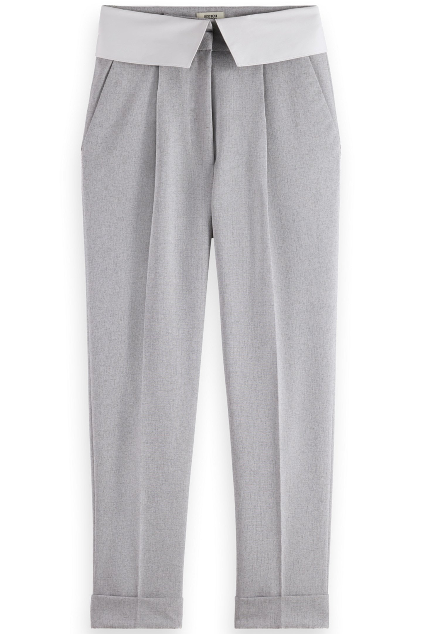 LILY WAIST FLAP HIGH RISE TAILORED PANT LIGHT GREY MELANGE 1