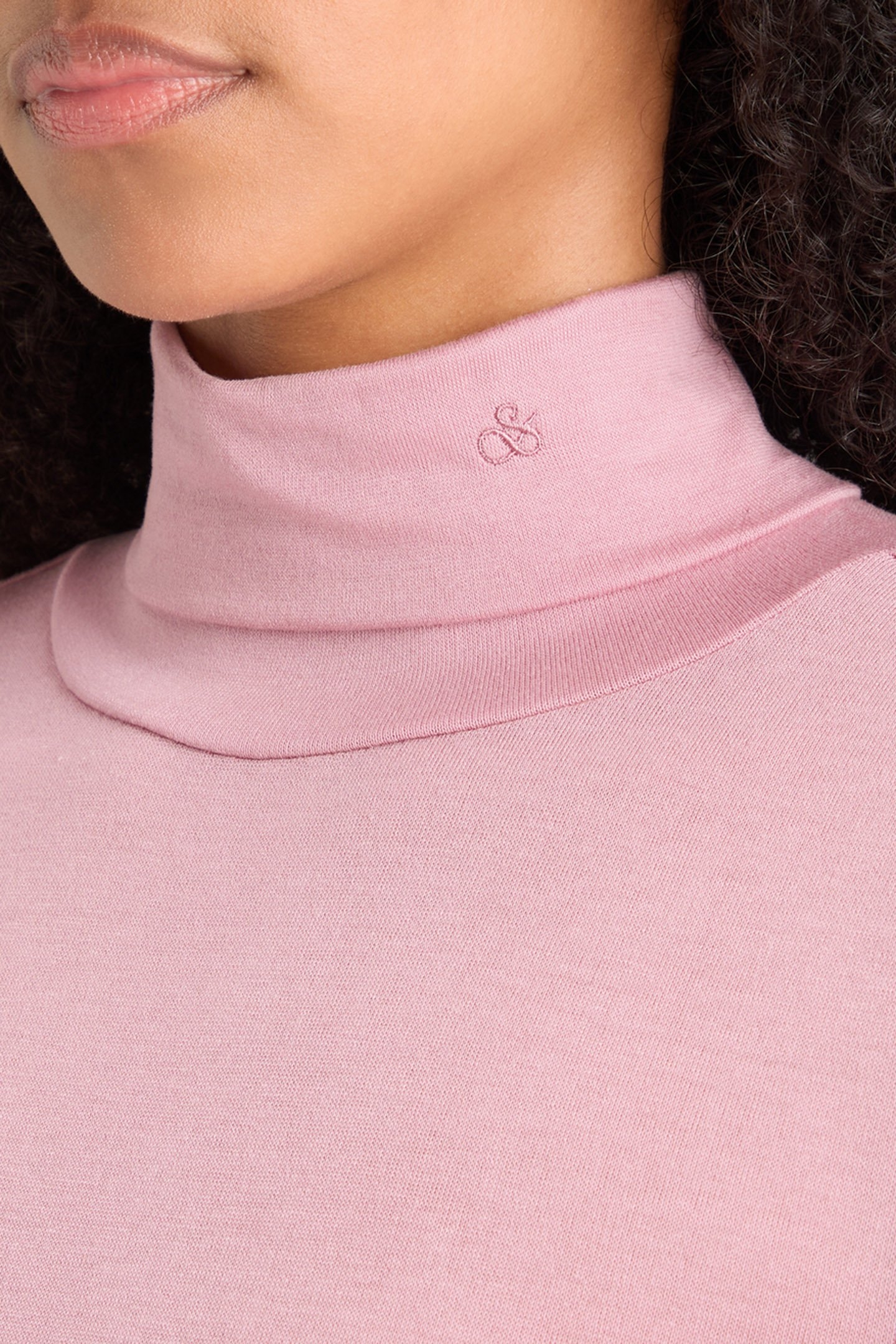 ROLL UP NECK LONG SLEEVE T-SHIRT CADILLAC PINK 7