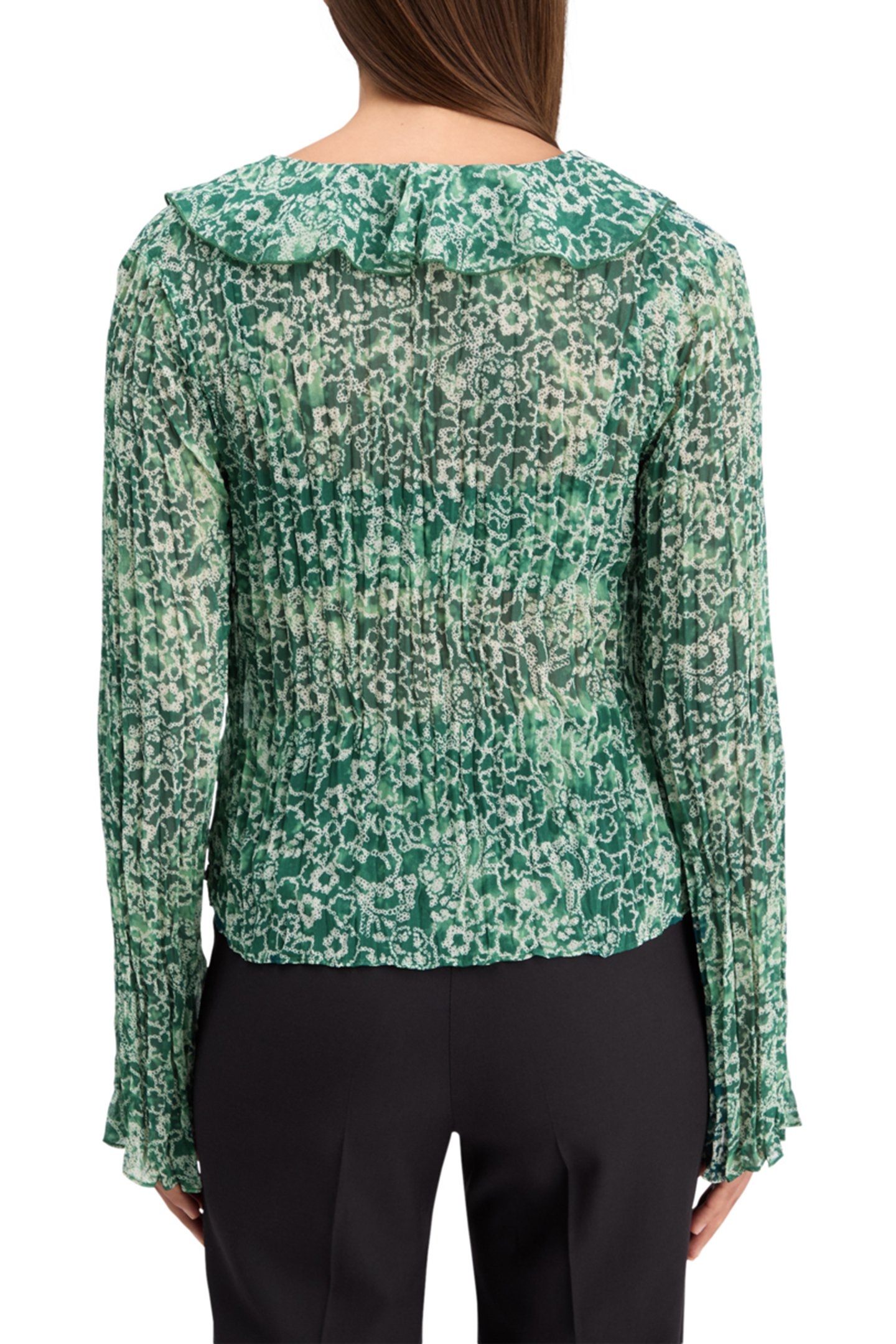 RUFFLED TOP SHIBORI FLORAL GREEN 2