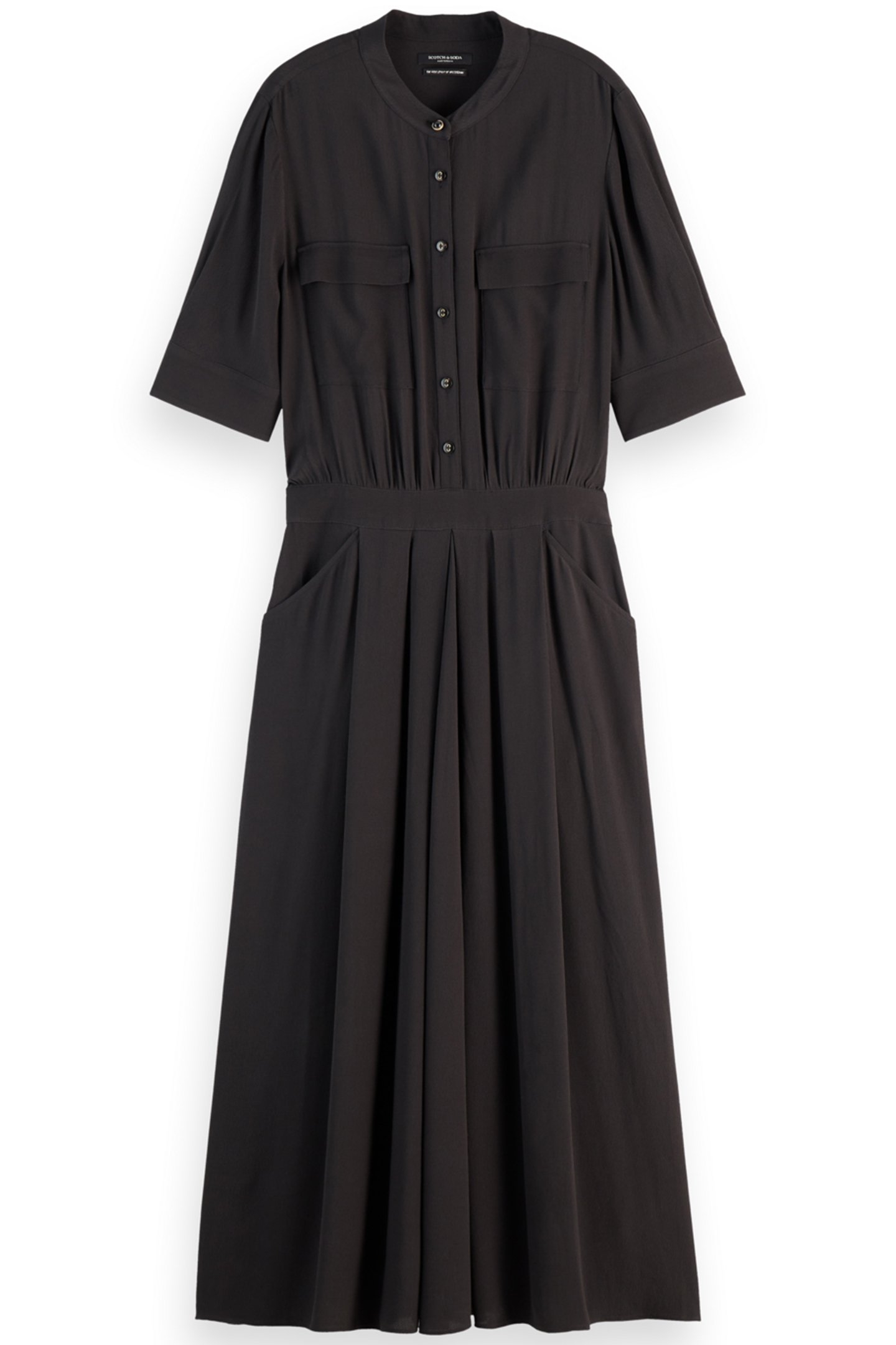CREPE MIDI DRESS WITH CHEST POCKETS EVENING BLACK 3