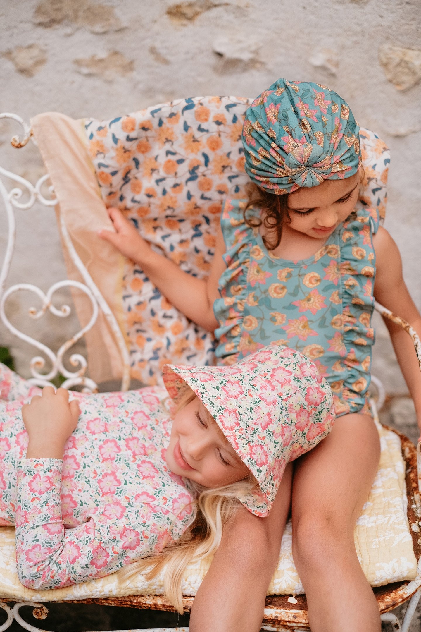 BATHING SUIT MOSILLOS TURQUOISE FLOWERS 7