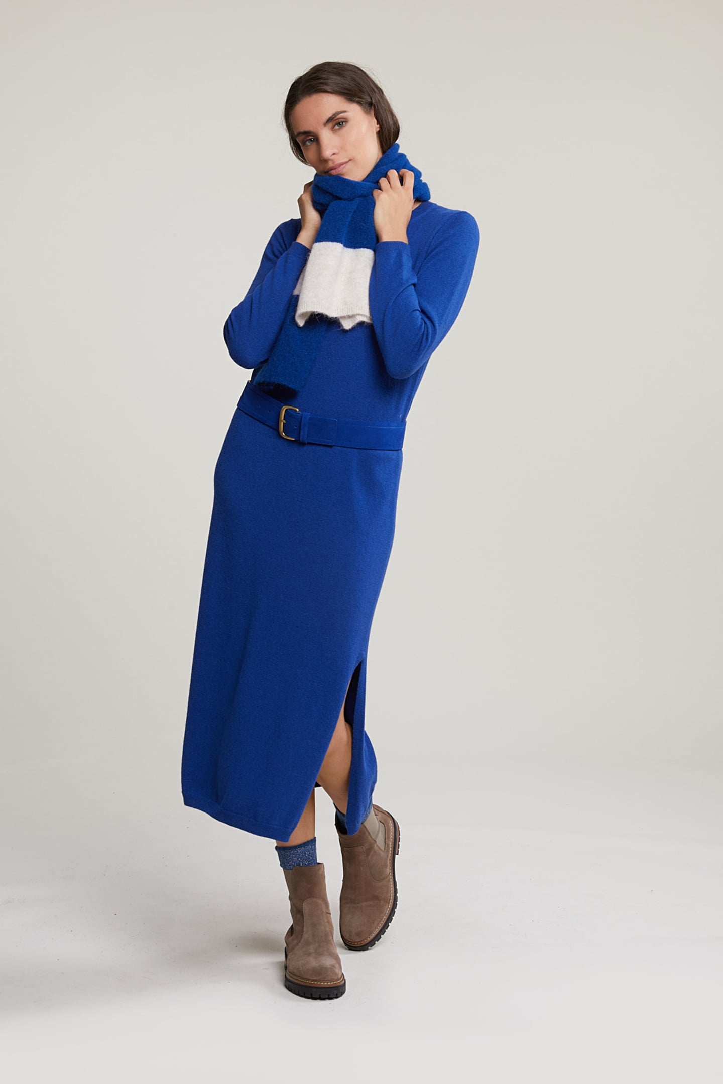 BLUE LONG BELTED DRESS 3