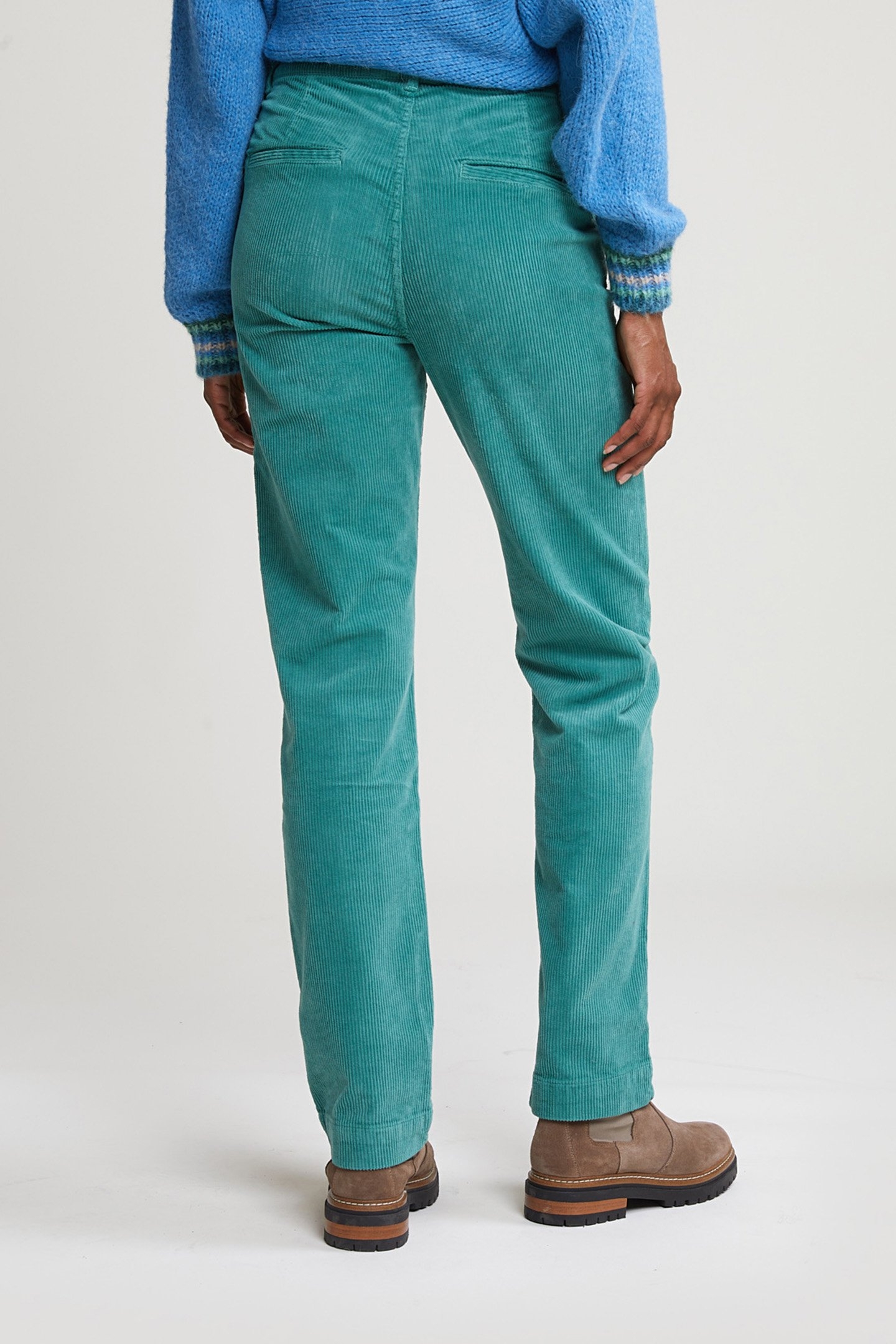 GREEN CORDUROY PANTS HIGH WAIST 2