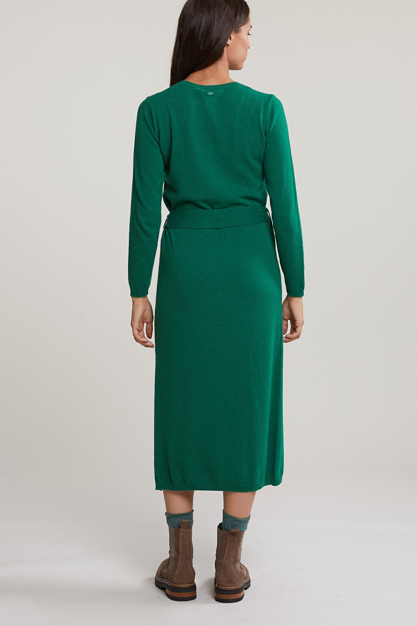 GREEN LONG BELTED DRESS 2