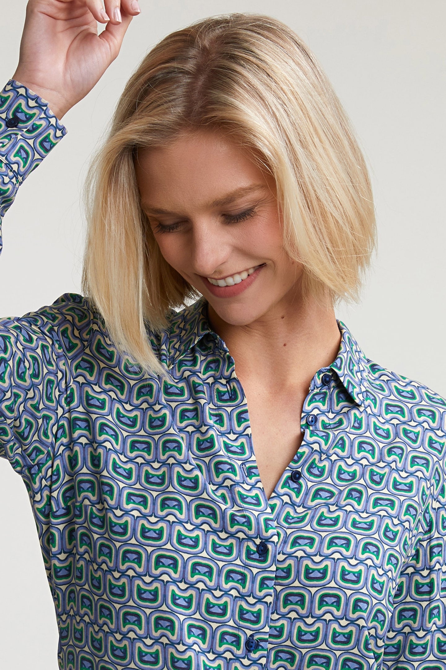 GREEN/BEIGE FANTASY BLOUSE LONG SLEEVES 4