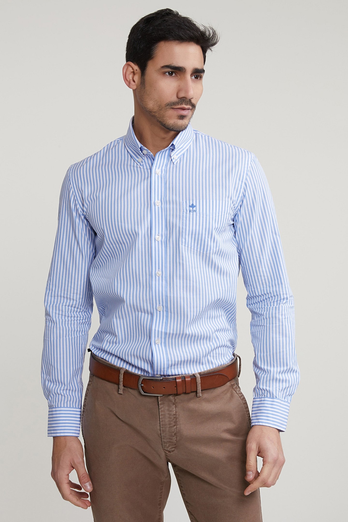 SLIM FIT STRIPED SHIRT WITH POCKET BLUE/WHITE 1