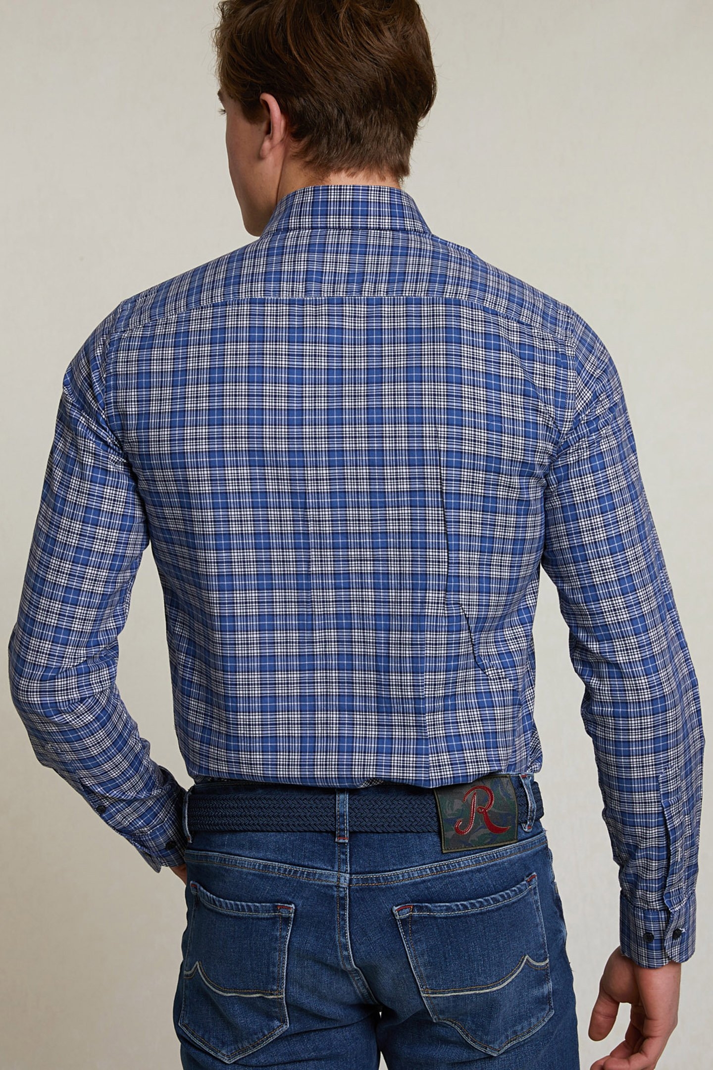 CUSTOM FIT CHECKED SHIRT BLUE 2