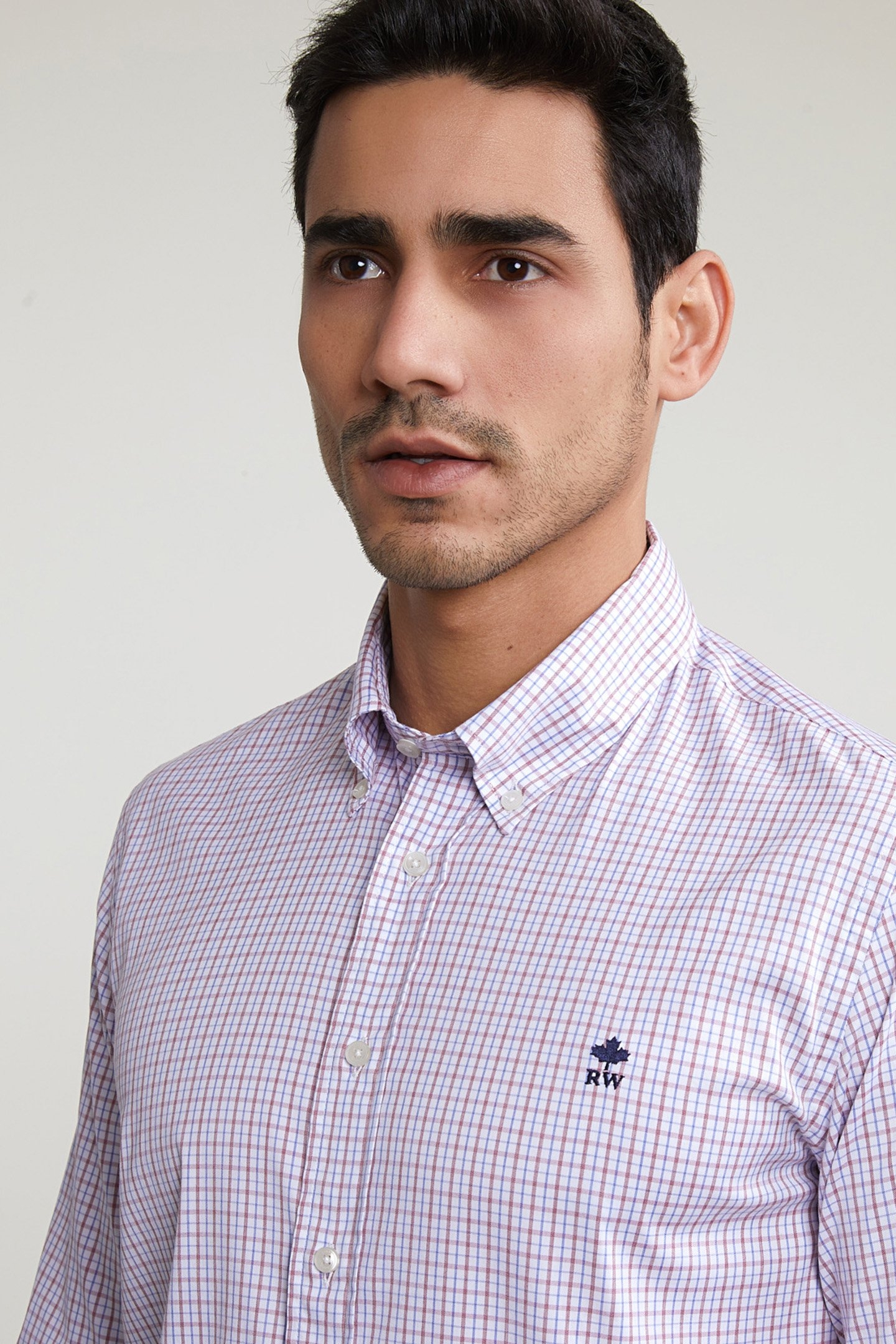 CUSTOM FIT CHECKED SHIRT RED/BLUE 4