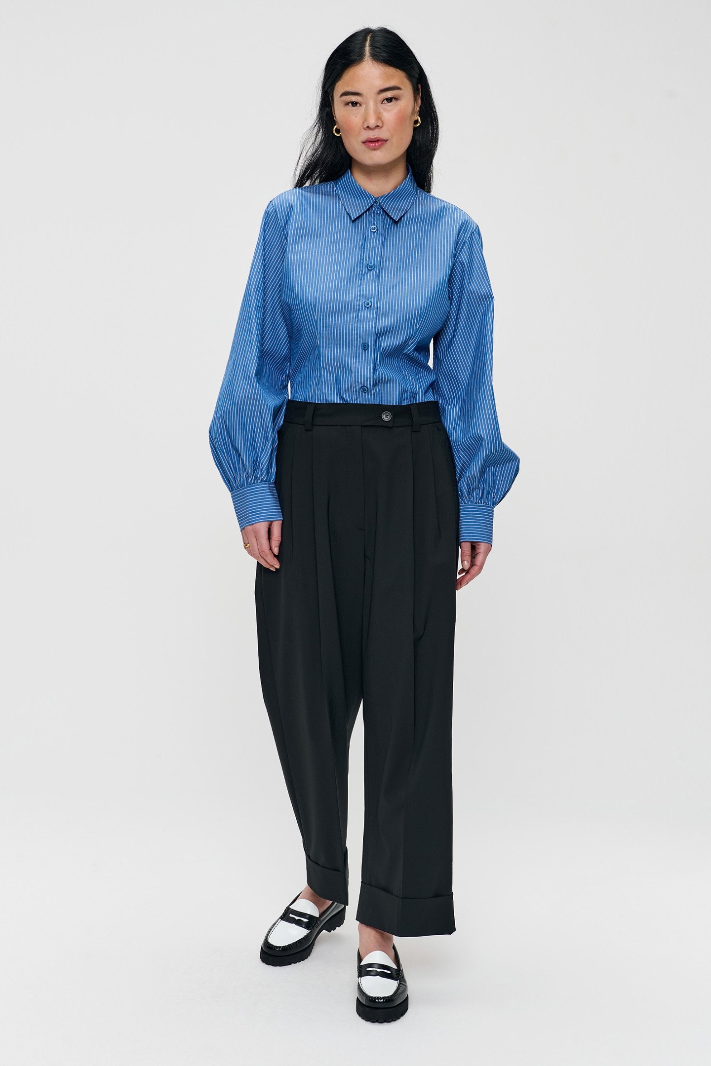 FITTED PUFF SLEEVE SHIRT OCEAN BLUE 4