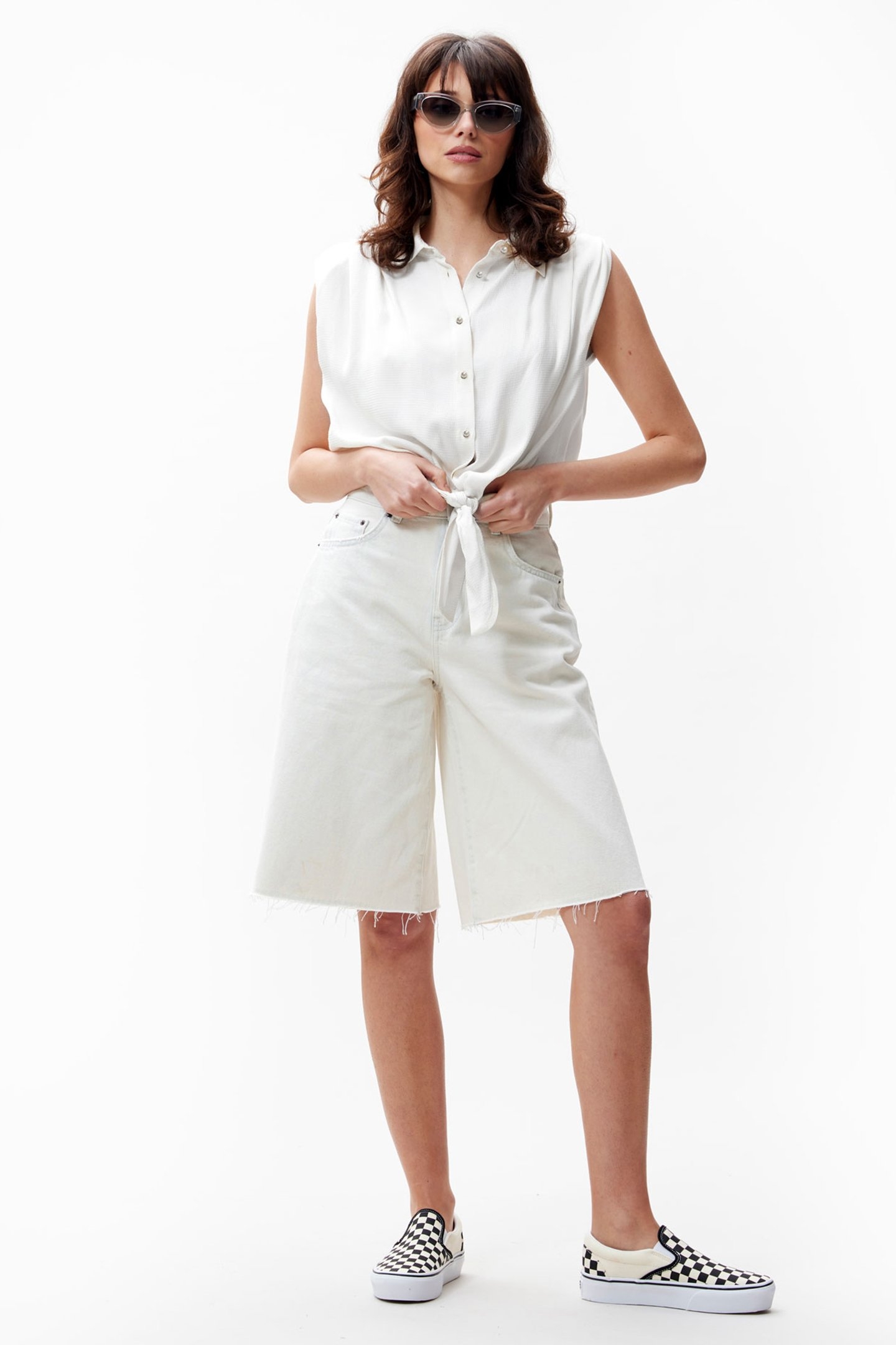 SLEEVELESS BLOUSE WITH LASH OFF WHITE 2