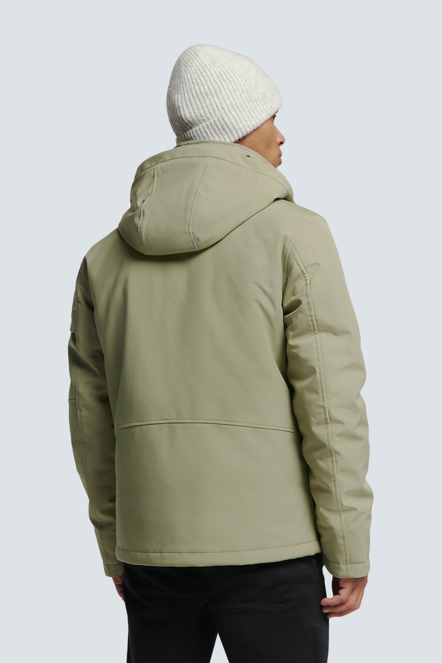JACKET SHORT FIT HOODED SOFTSHELL STRETCH SMOKE 2