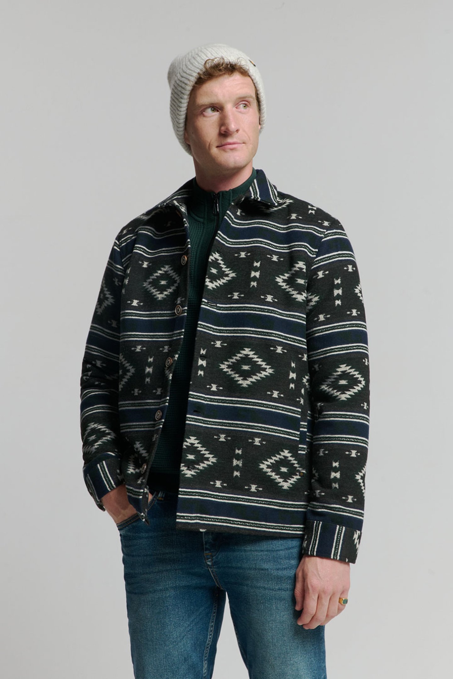 OVERSHIRT BUTTON CLOSURE PATTERN BLACK 1