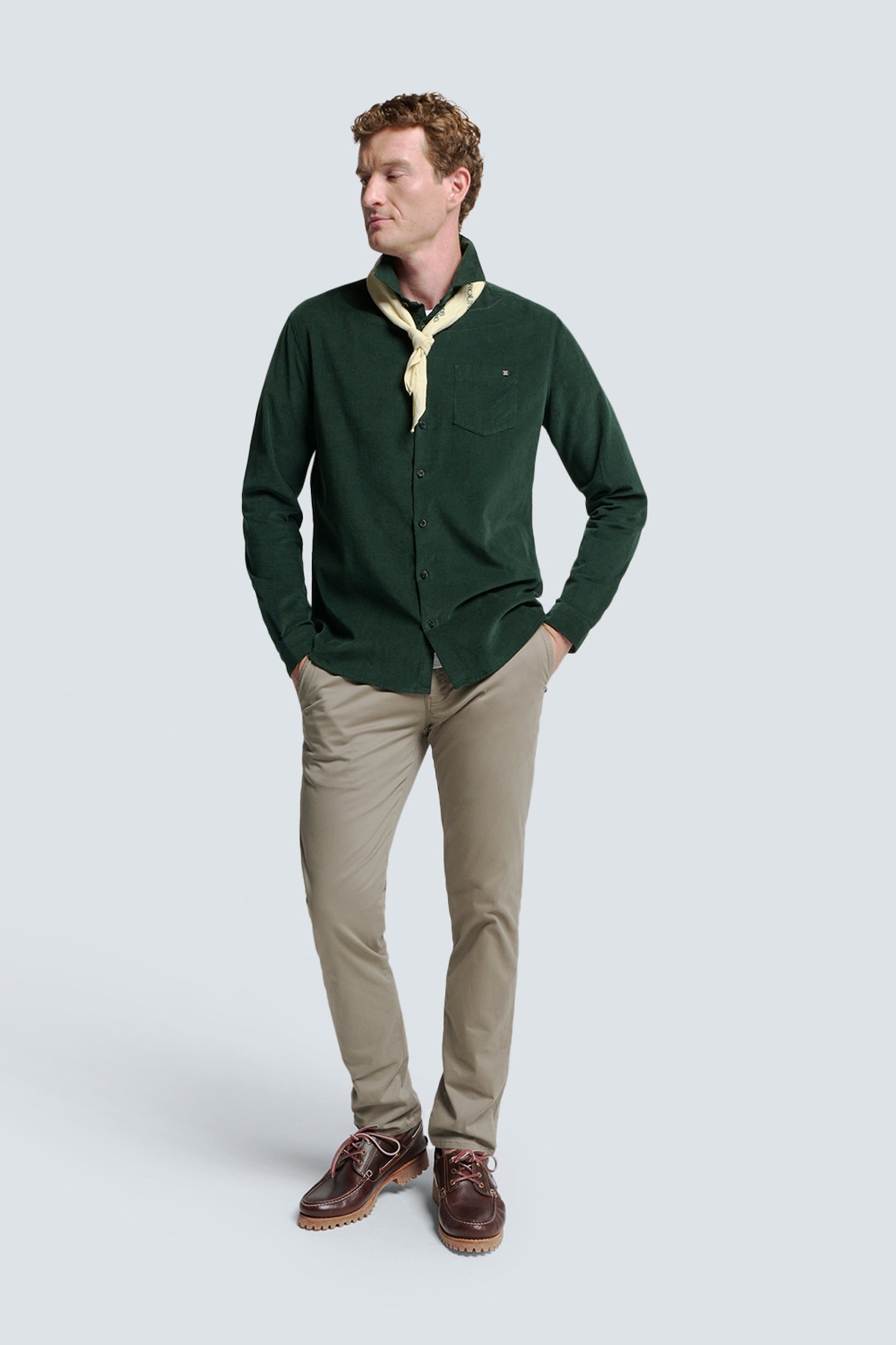 SHIRT CORDUROY SOLID DARK GREEN 3