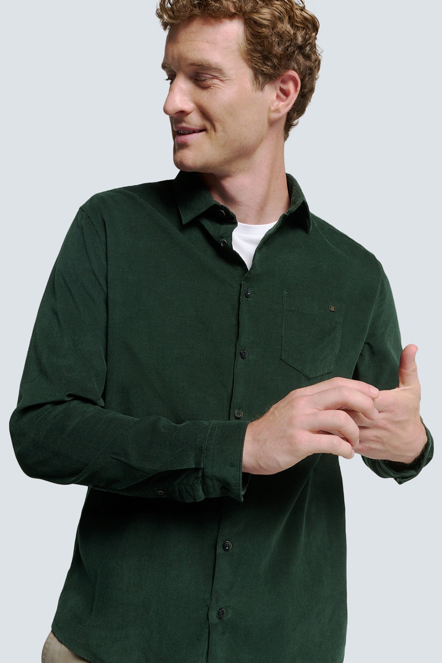 SHIRT CORDUROY SOLID DARK GREEN 6