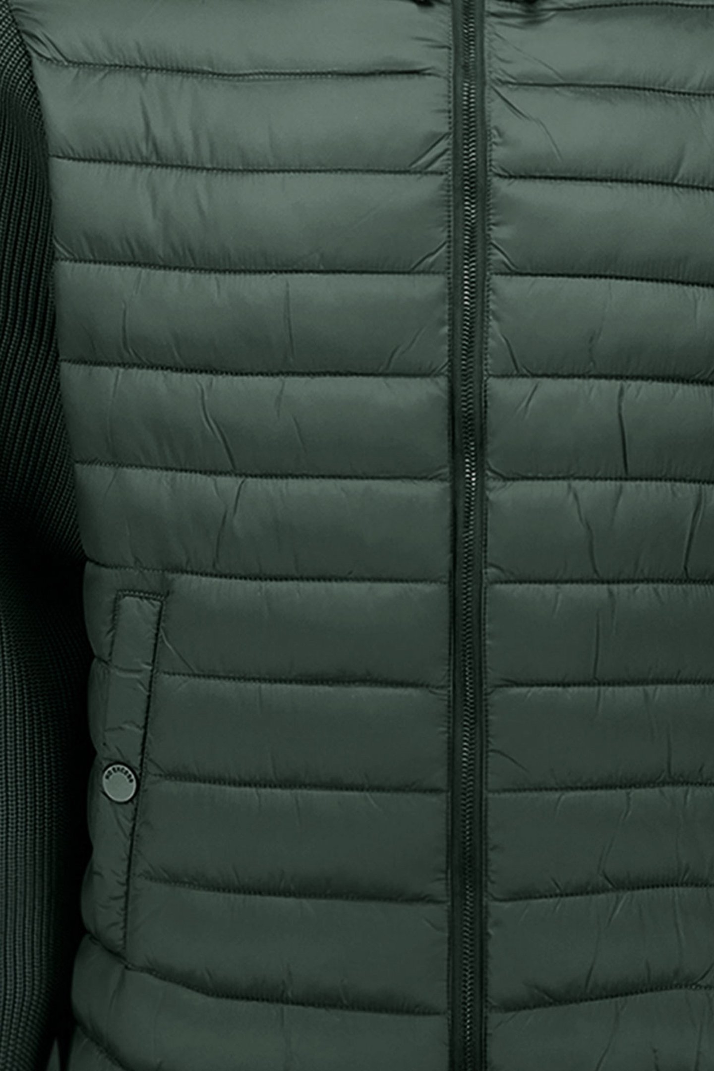 JACKET HOODED PADDED MIX WITH KNIT DARK STEEL 3