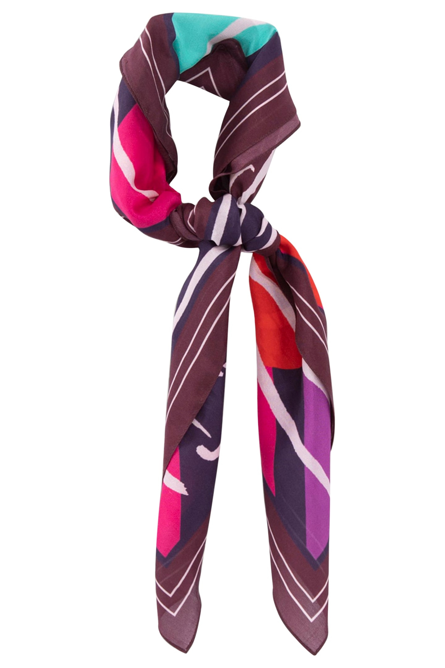 ABRAMS - AMETHYST SILK SQUARE SCARF WITH ABSTRACT PRINT AND  1