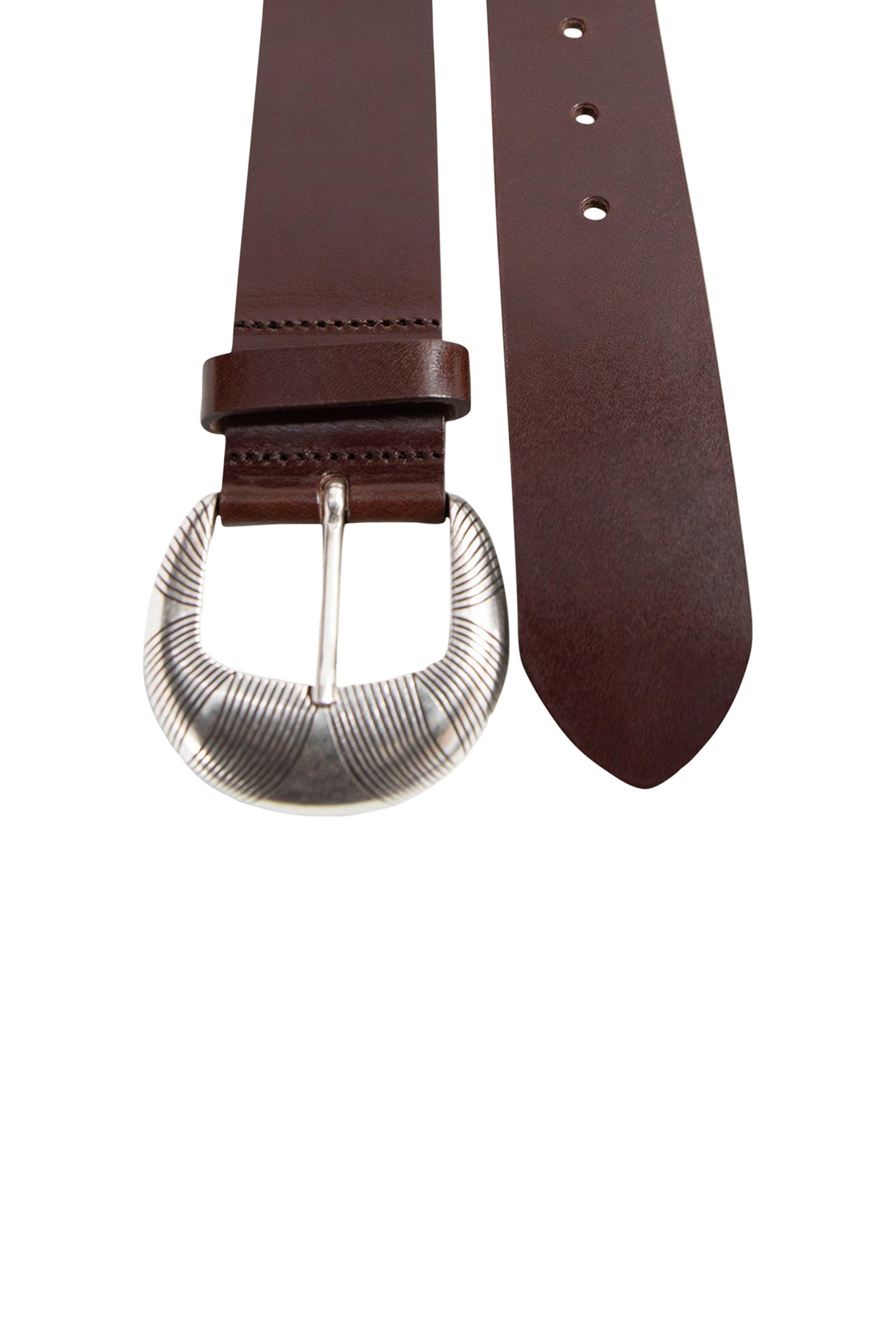 AVA - CHOCOLATE BROWN LEATHER BELT WITH FANCY ENGRAVED BUCKL 4