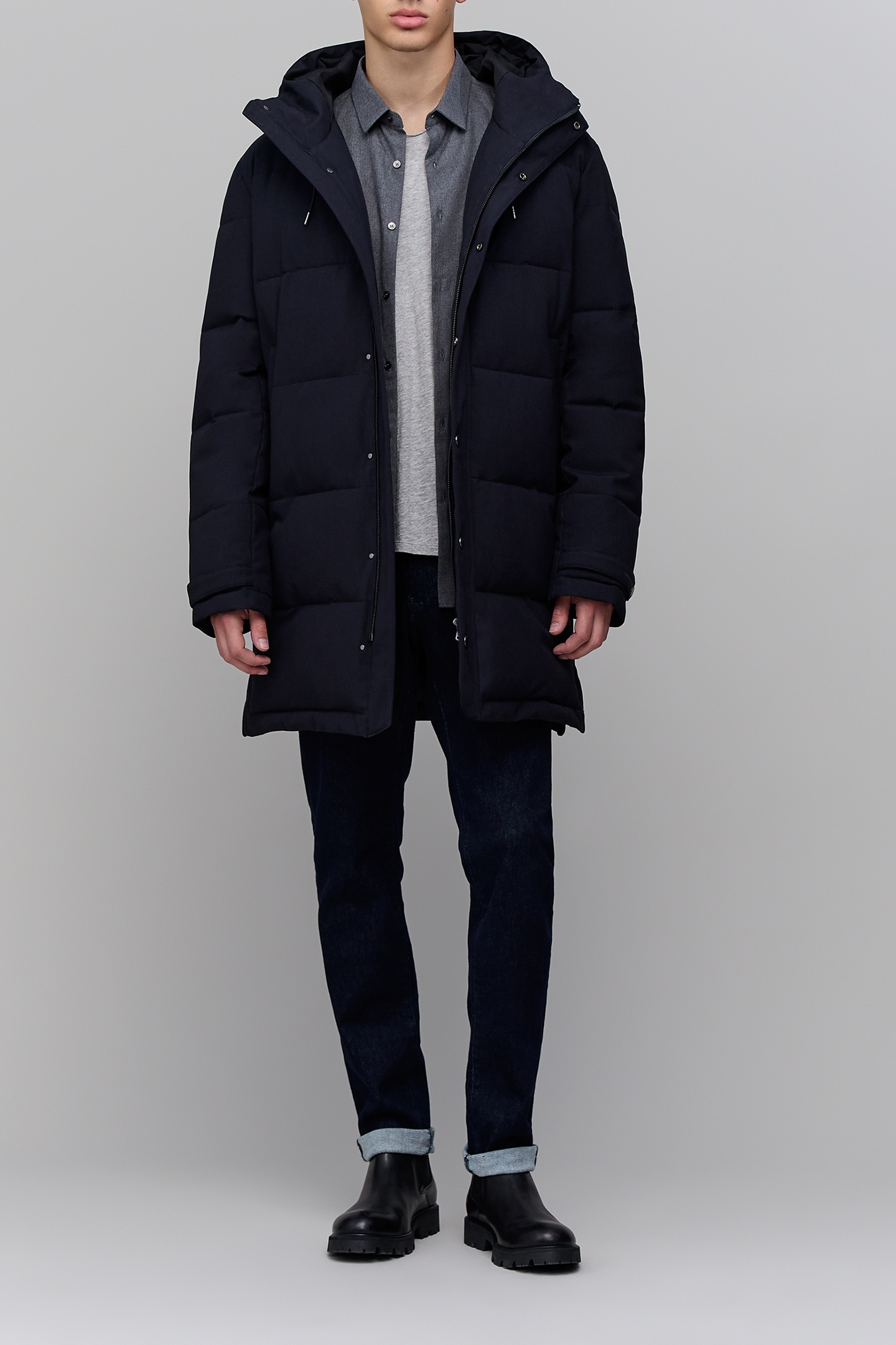 LONG NAVY QUILTED DOWN JACKET 3