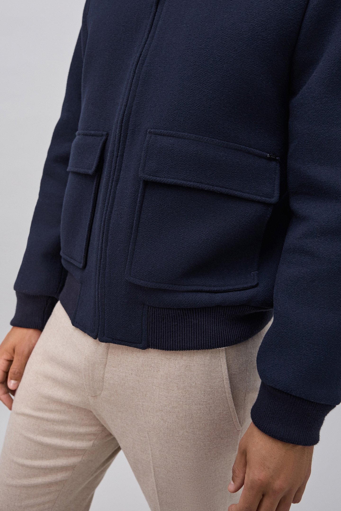 WOOL FABRIC FLIGHT JACKET WITH FUR-LINED COLLAR 7