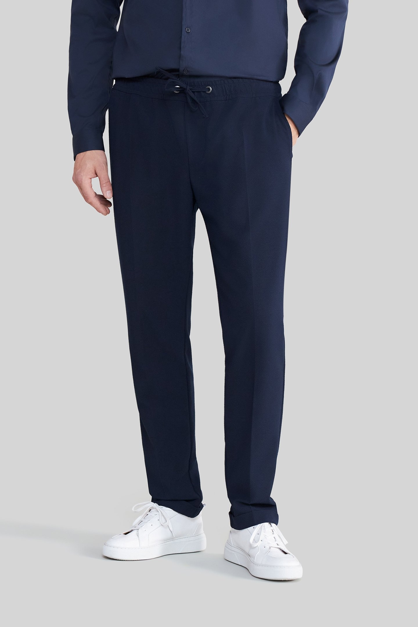 NAVY SEERSUCKER JOGGERS 1
