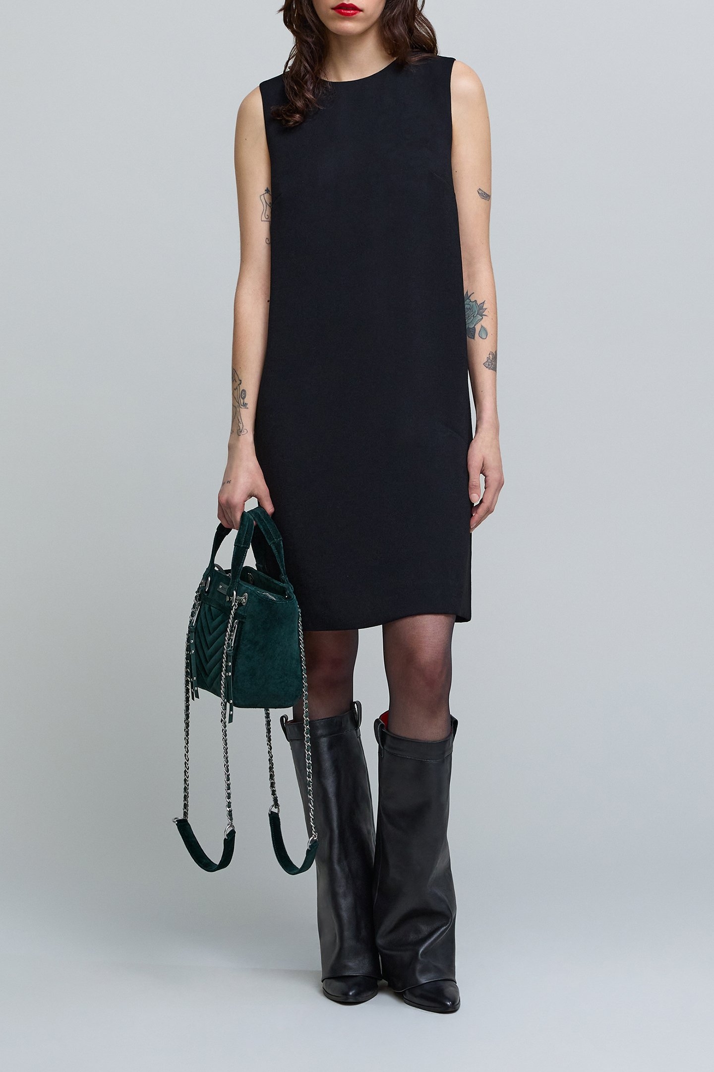 BLACK JEWEL-BACK CHASUBLE DRESS 3