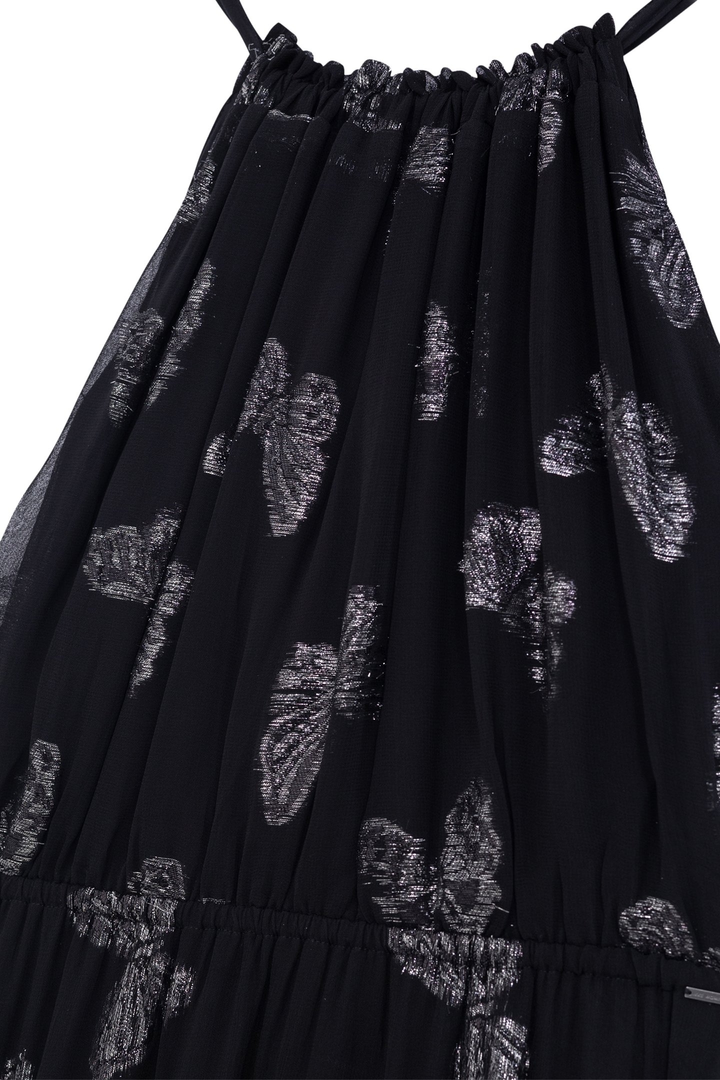 BLACK JACQUARD LUREX BUTTERFLY MAXI DRESS 7