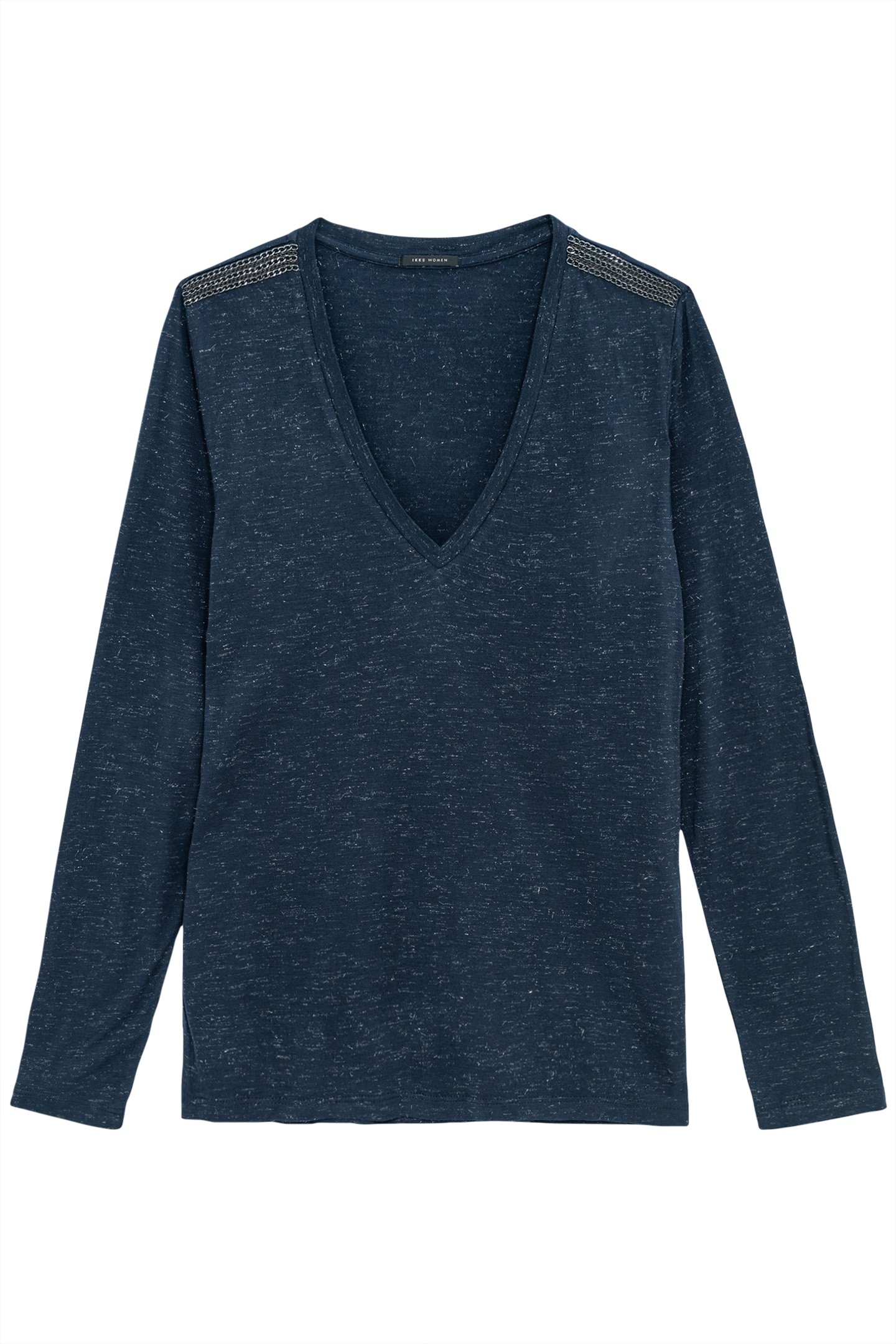 NAVY LUREX KNIT TEE-SHIRT WITH CURB CHAIN DESIGN 4