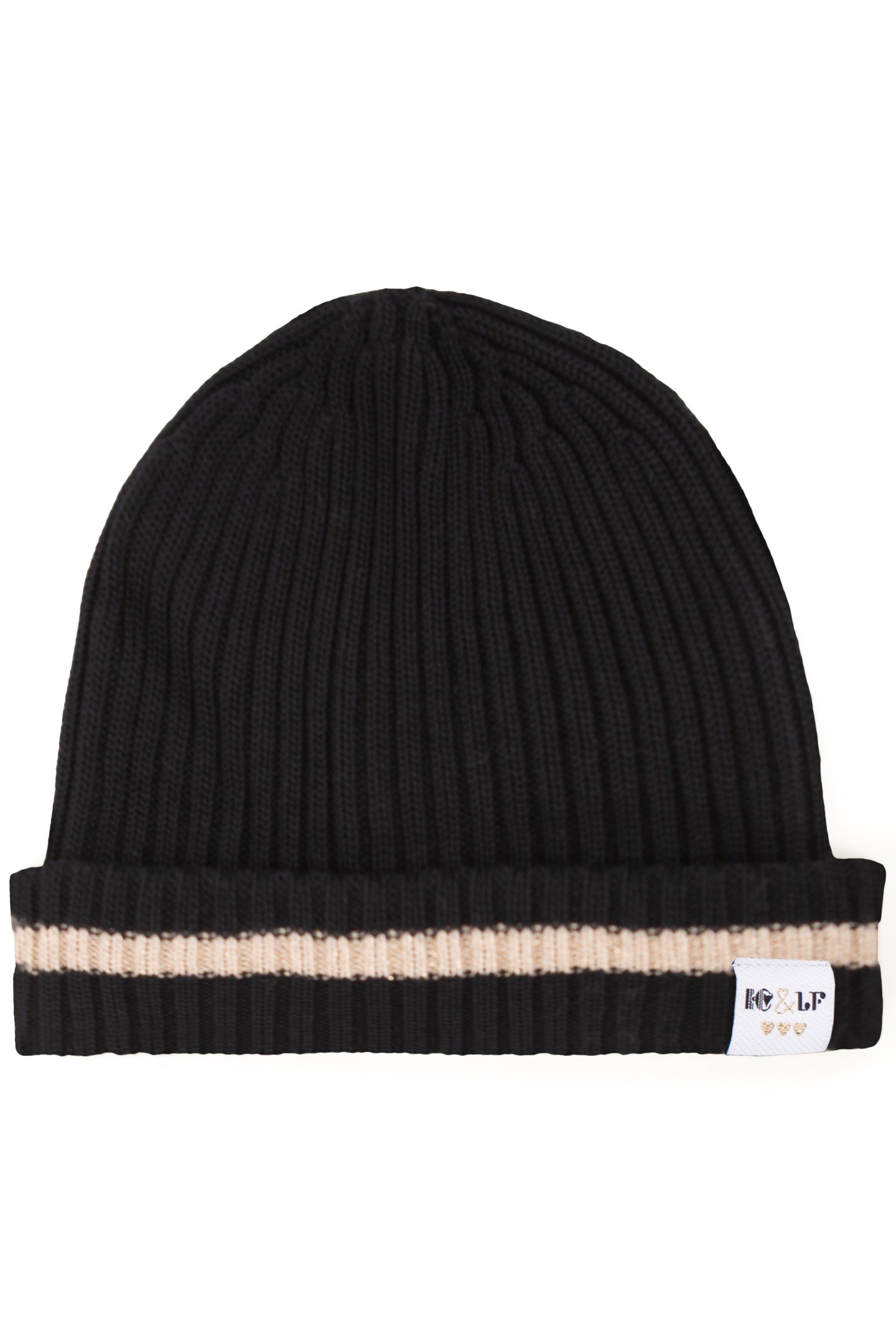LAFRANÇAISE BLACK RIBBED KNIT BEANIE 1
