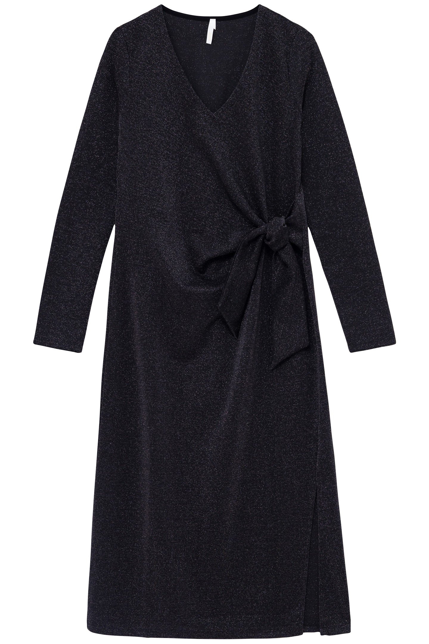 BLACK SEQUIN MESH MAXI DRESS WITH SIDE TIE 3