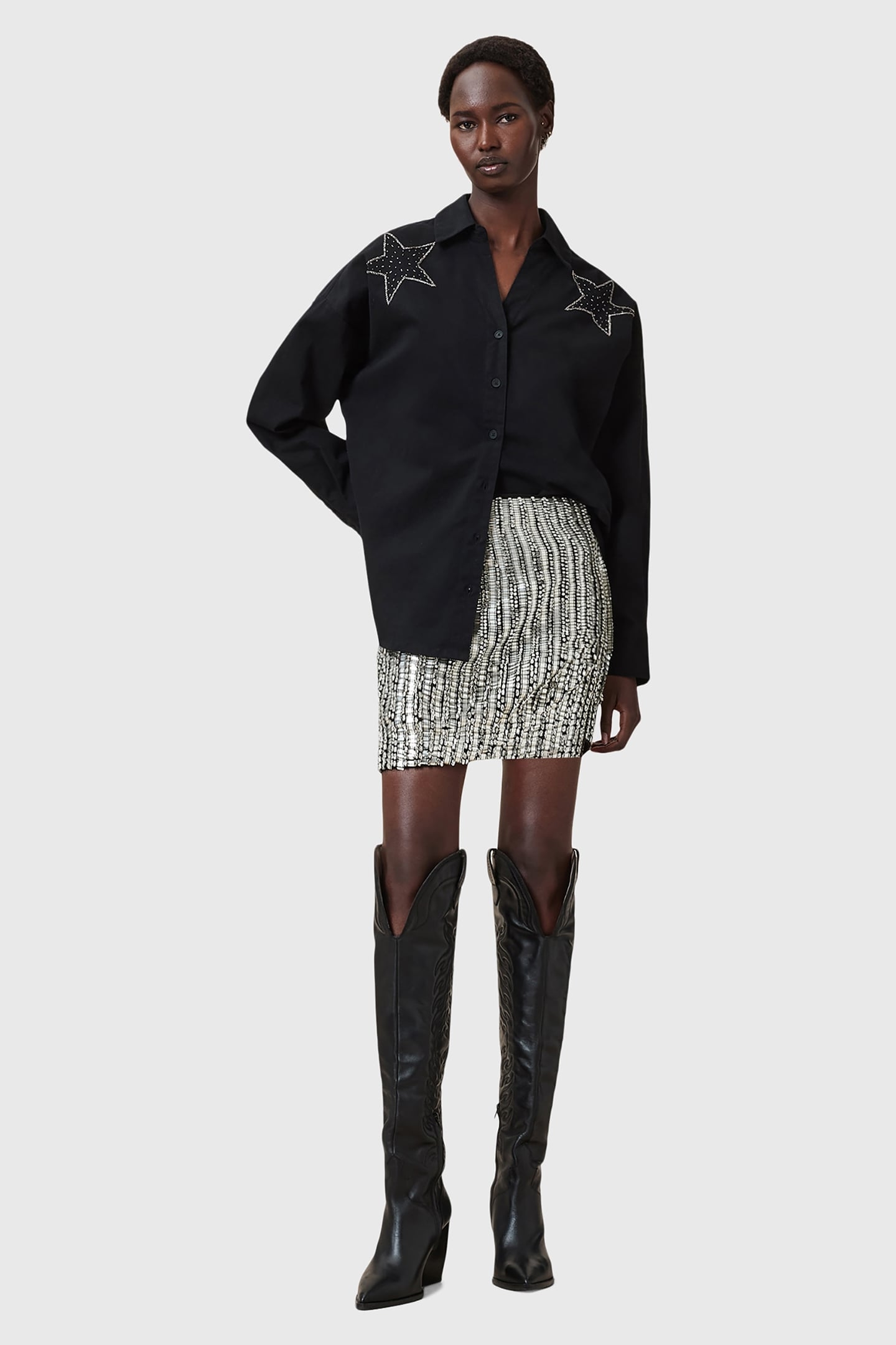 JAMILIA EMB SKIRT SILVER 7