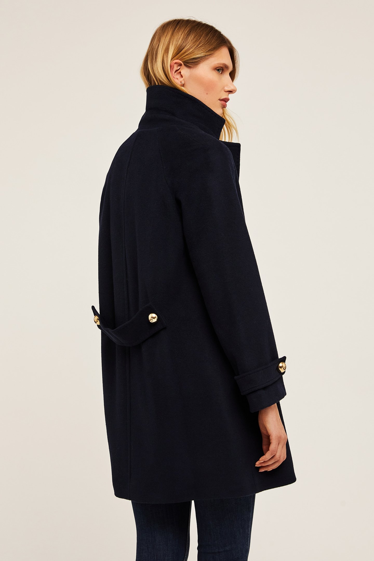 WOOL BLEND CLOTH PEA COAT BLUE 2