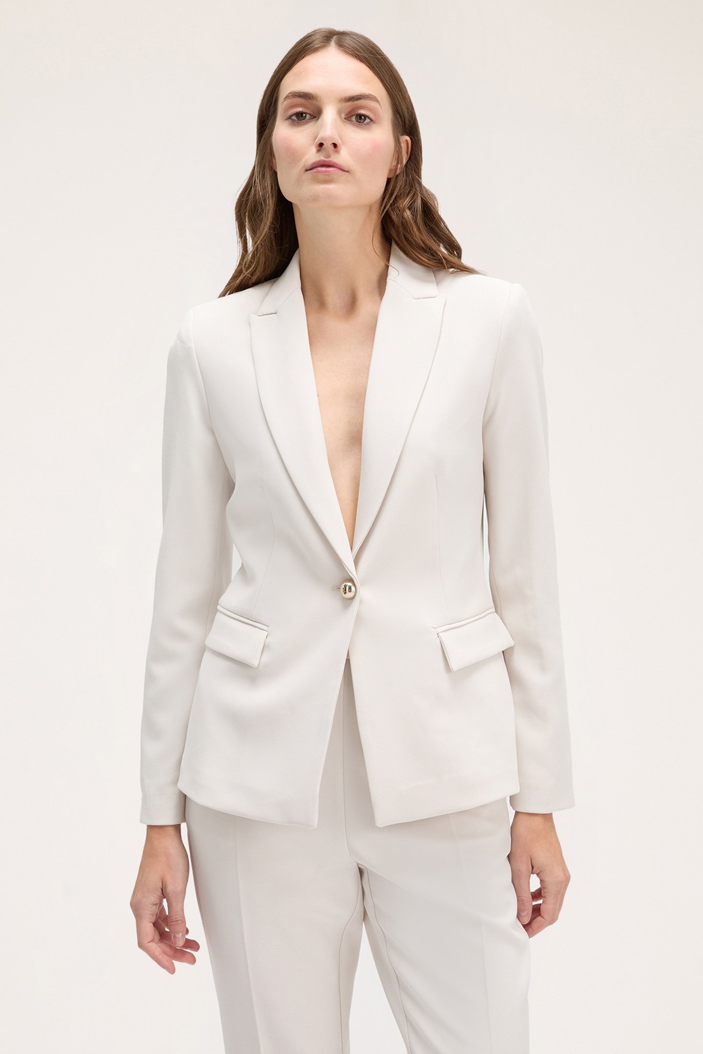 SINGLE-BREASTED CREPE FABRIC BLAZER WHITE 1