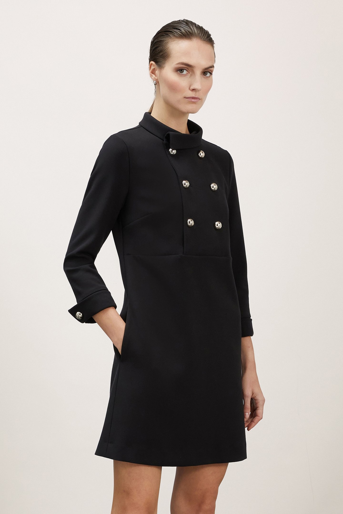 DOUBLE-BREASTED MINIDRESS BLACK 1