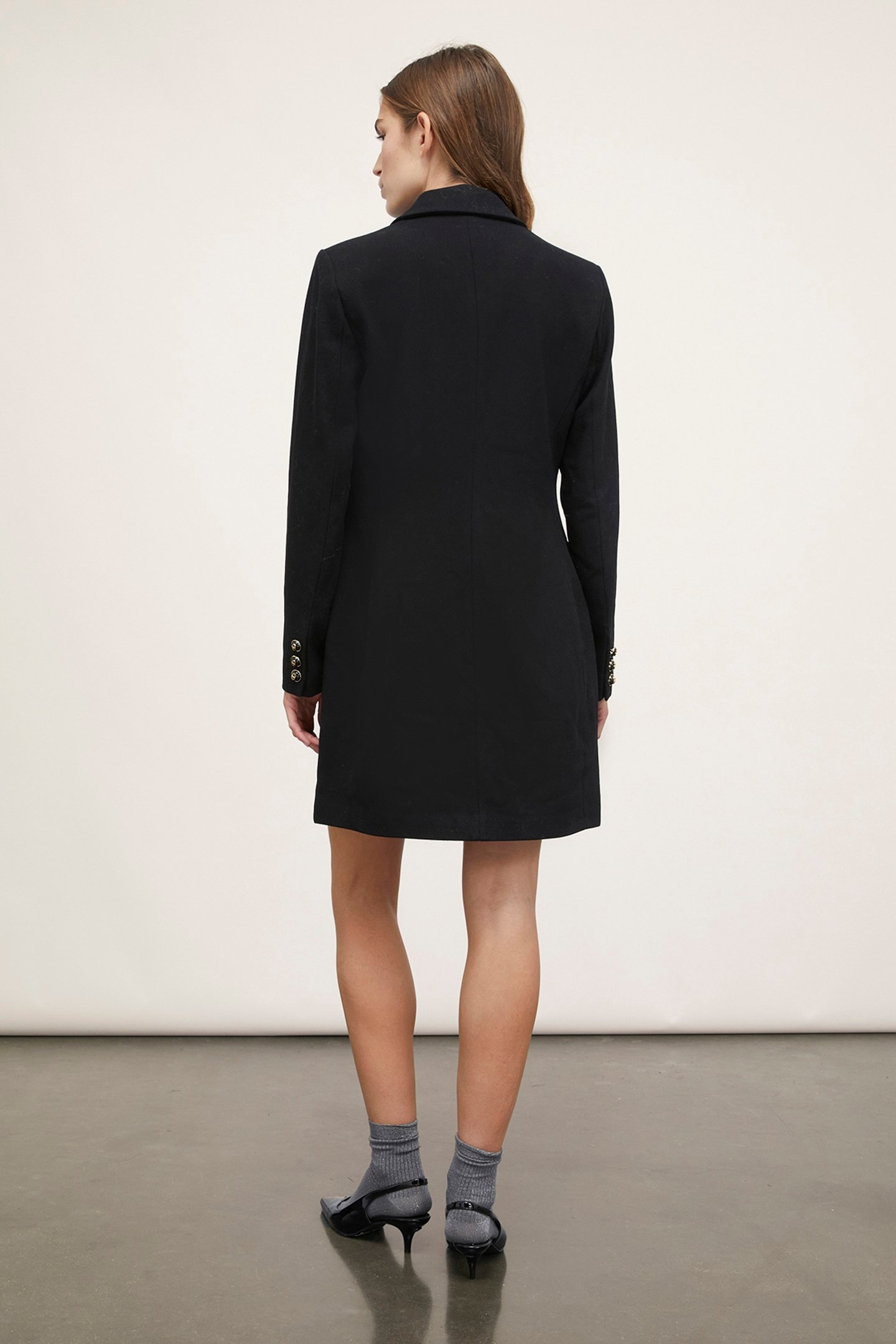 SINGLE-BREASTED WOOL BLEND CLOTH COAT BLACK 3