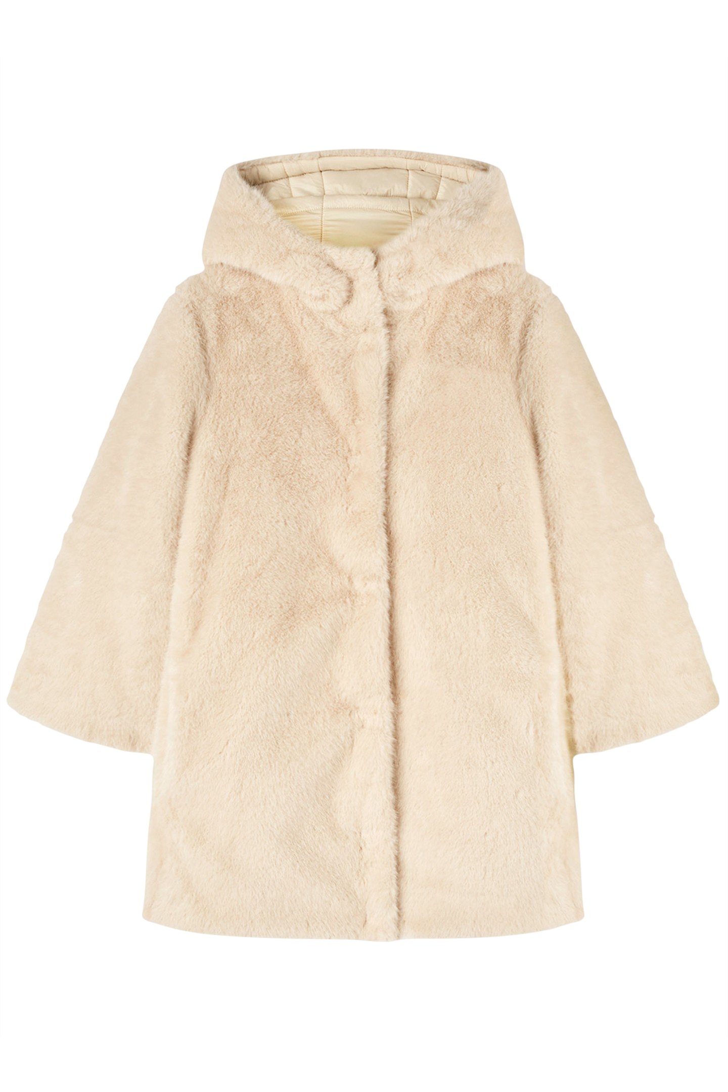 LONG TEDDY CAPE WITH HOOD BEIGE 4