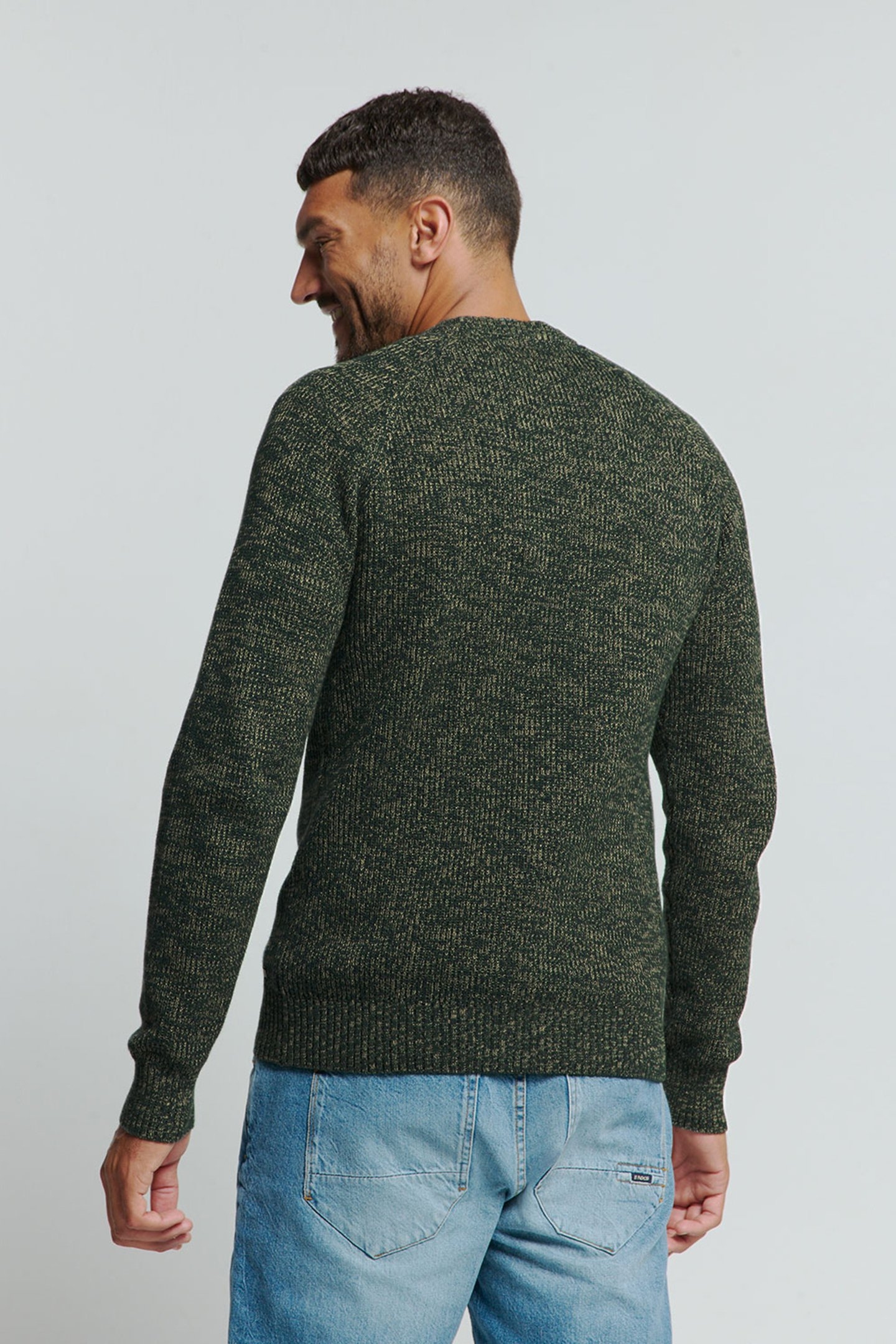 PULLOVER CREWNECK 3 COLOURED RIB DARK GREEN 2