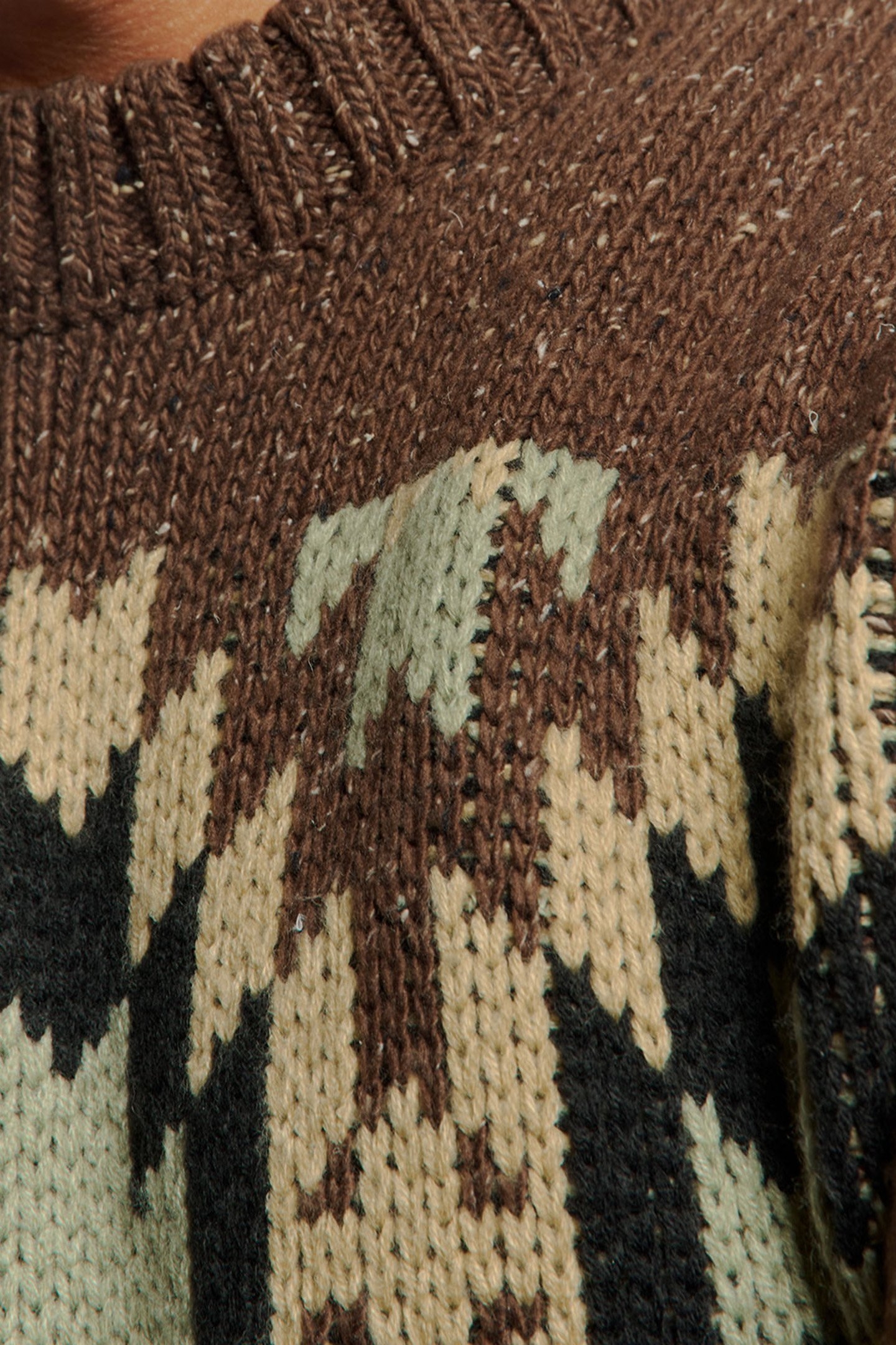 PULLOVER CREWNECK JACQUARD PATTERN WITH SILK BROWN 7