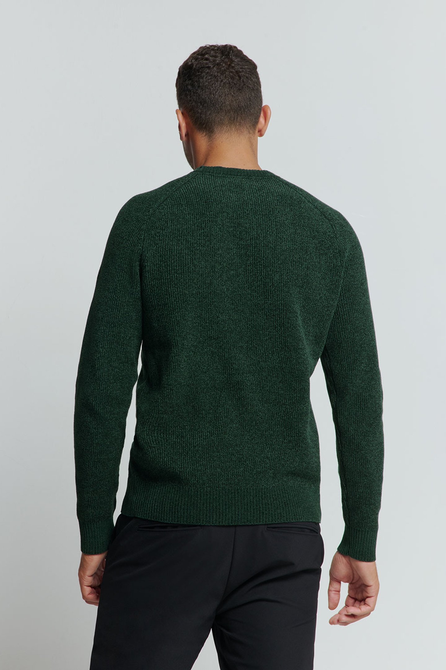 PULLOVER CREWNECK 2 COLOURED CHENILLE DARK GREEN 2