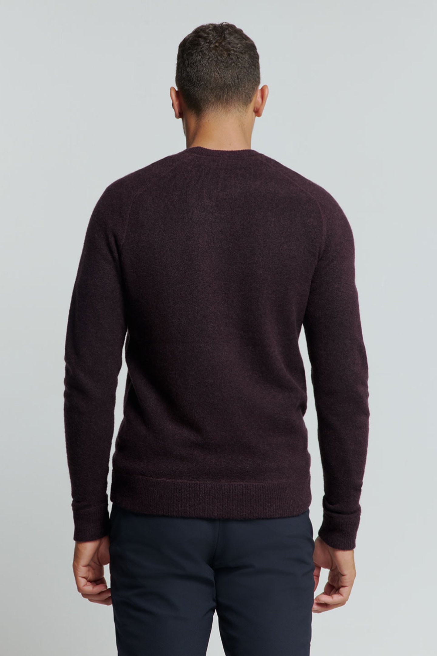 PULLOVER CREWNECK MELANGE WITH WOOL AUBERGINE 2