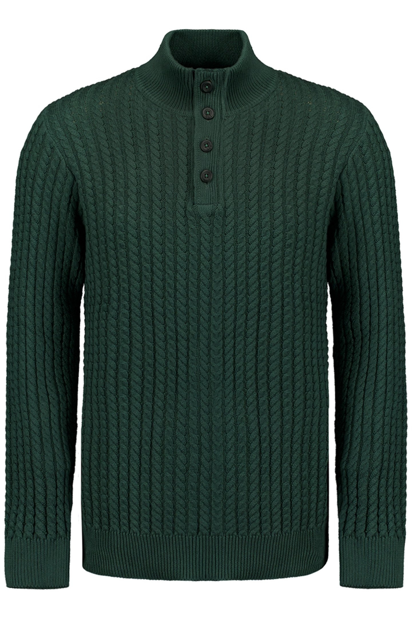 PULLOVER HALF ZIPPER AND BUTTON SOLID JACQUARD DARK GREEN 4