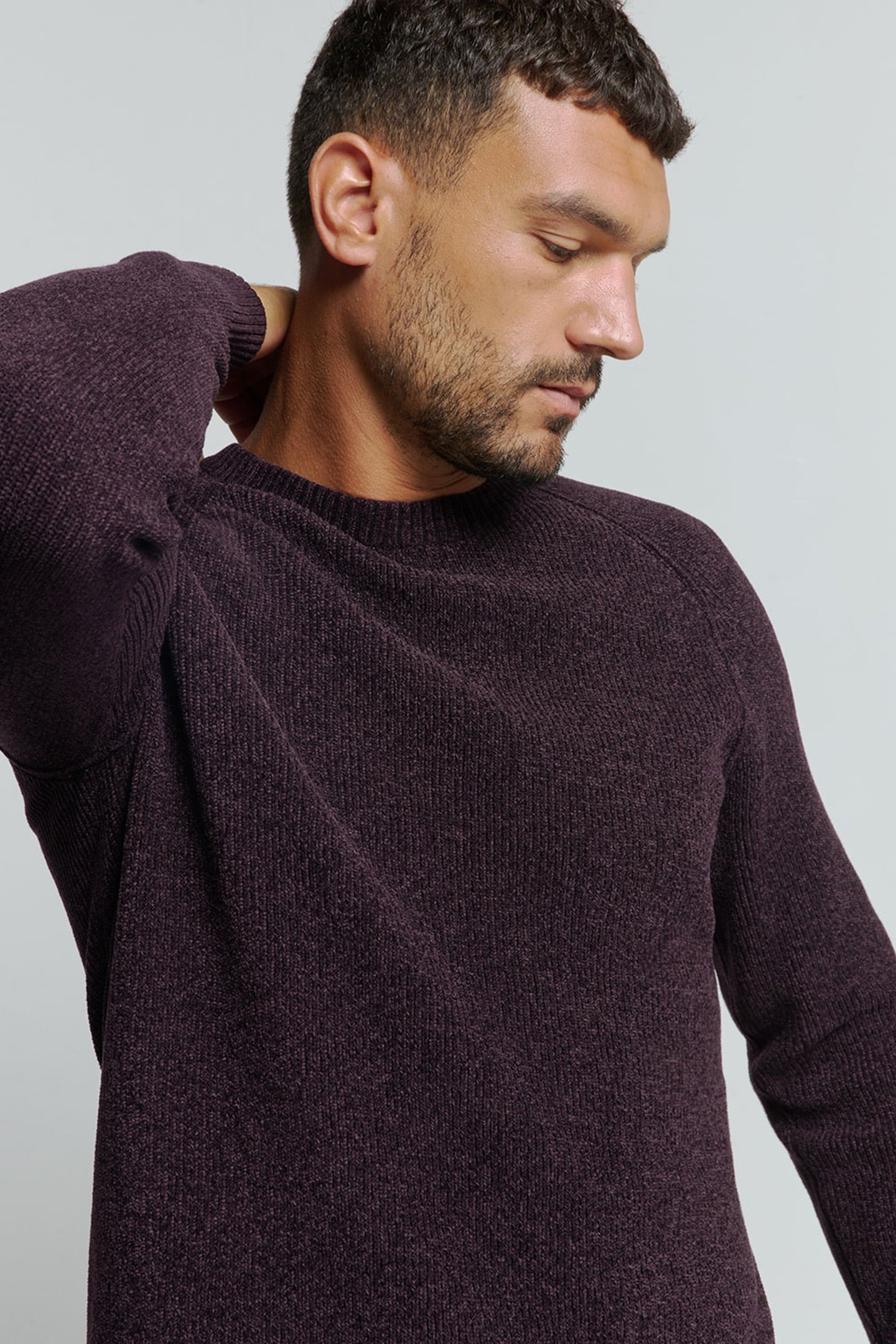 PULLOVER CREWNECK 2 COLOURED CHENILLE AUBERGINE 6