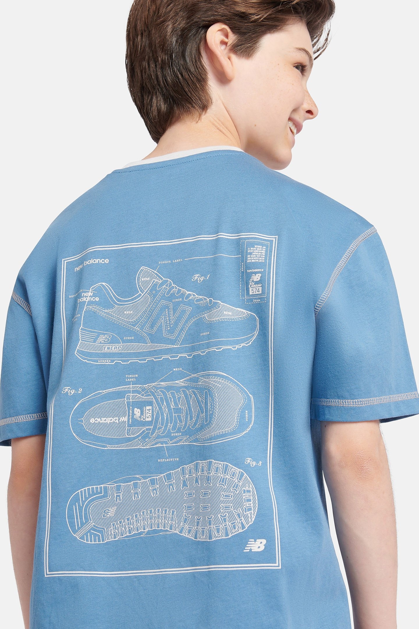 BOYS 574 DIAGRAM TEE HERONBLU 8