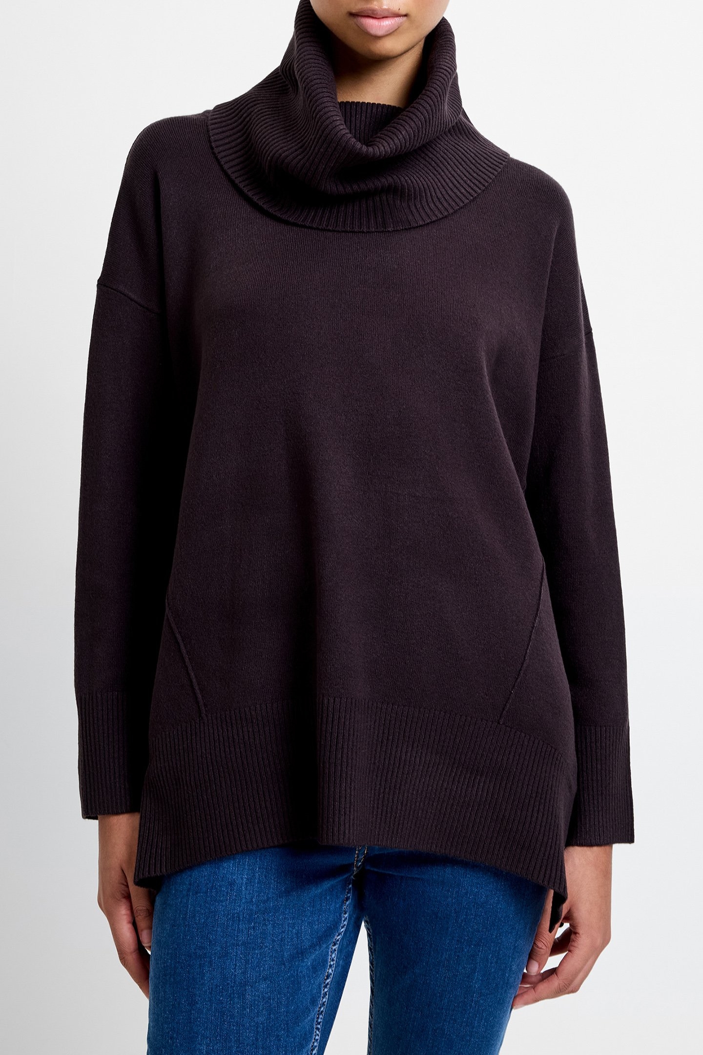 BABYSOFT RIBBED COWL NECK JUMPER CHOCOLATE GANACHE 1