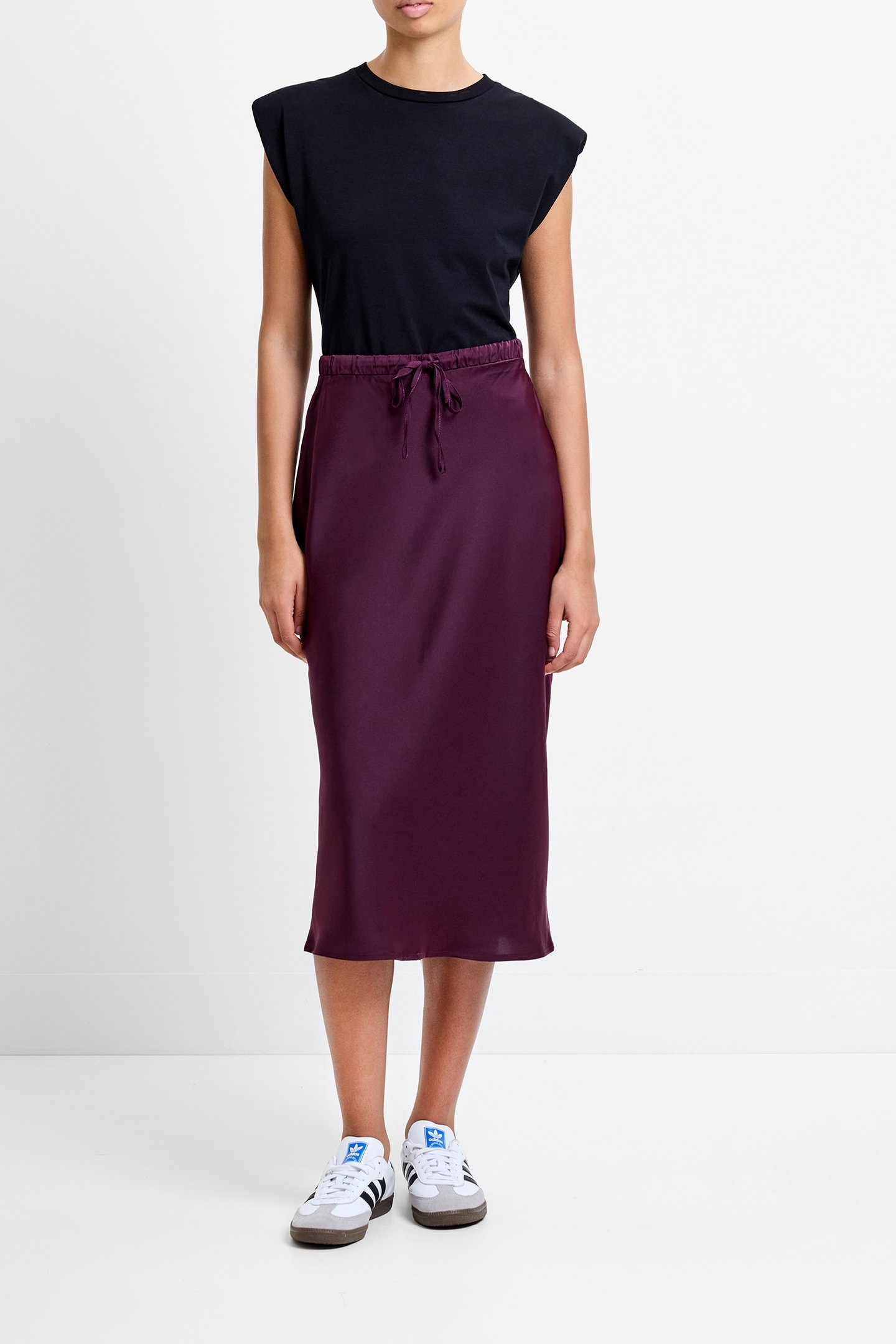 SATIN BIAS TIE SKIRT BURGUNDY 2
