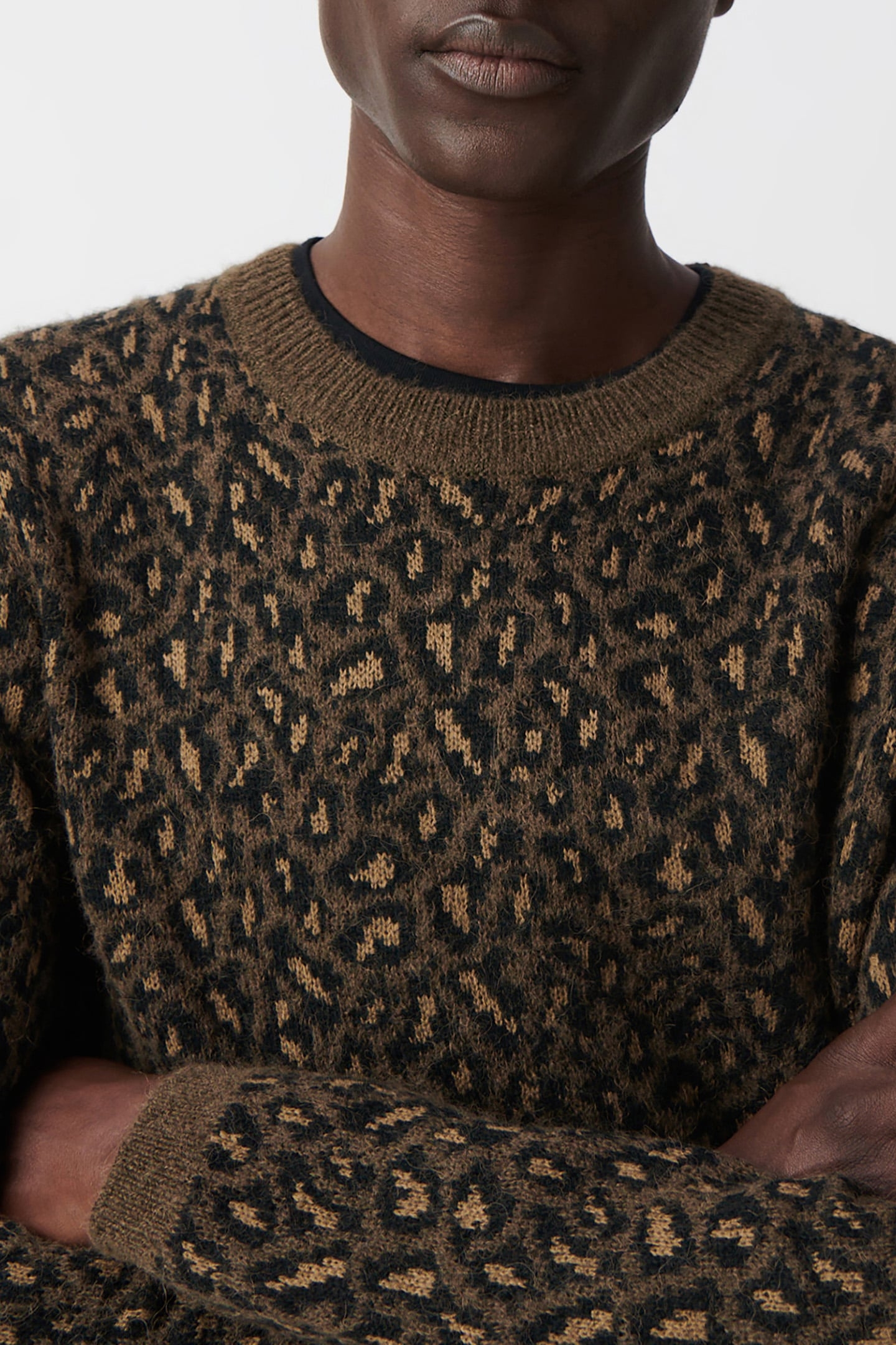 BEIGE KNIT LEOPARD JACQUARD SWEATER BEIGE 6