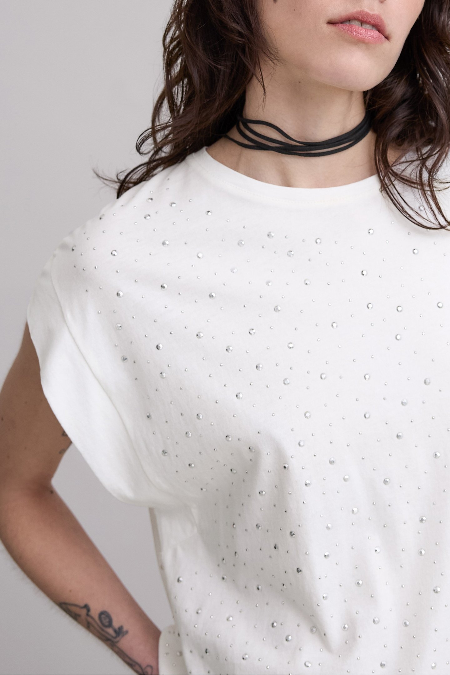 WHITE FACETED STUD TEE-SHIRT OFF-WHITE 5