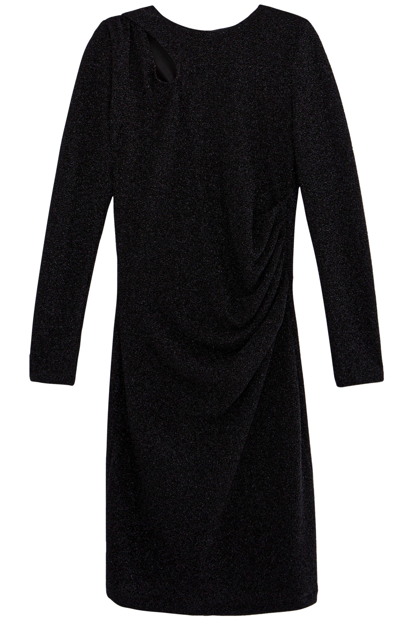 PURE EDITION-BLACK LUREX DRESS ASYMMETRICAL COLLAR BLACK 4