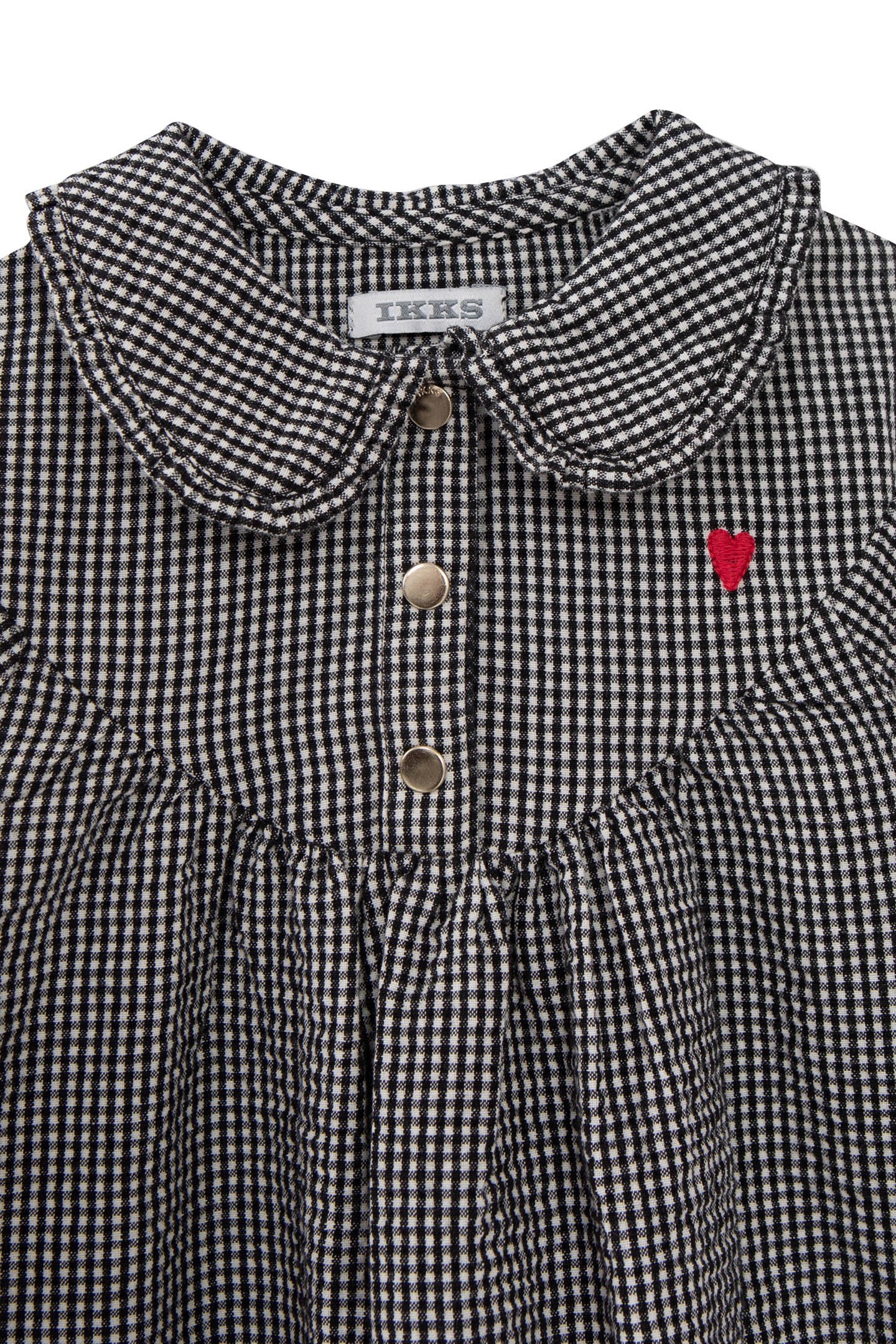 BABY GIRL DRESS IN ECRU WITH BLACK GINGHAM PATTERN 3